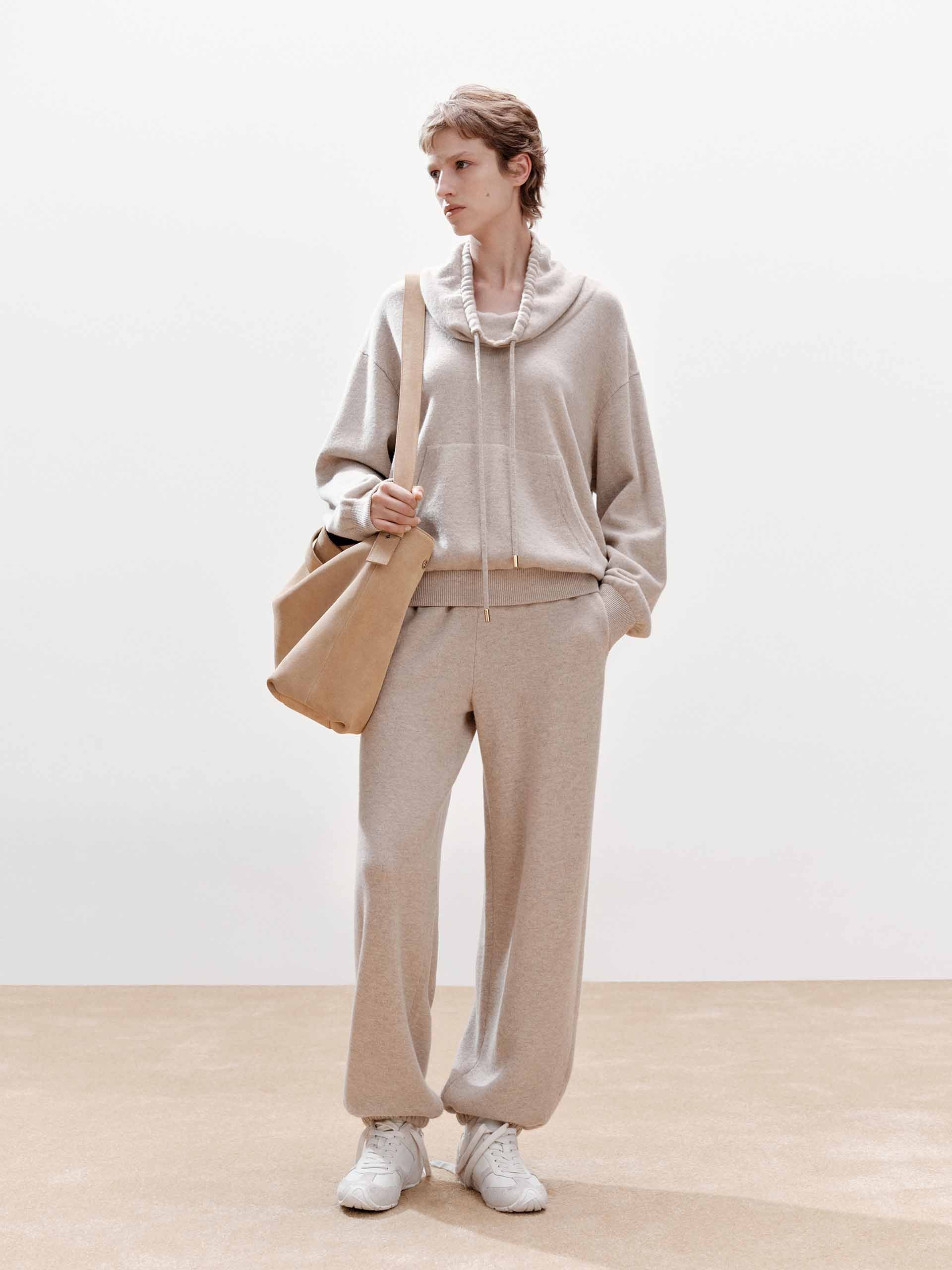 Elasticated Hem Wool Trousers - Image 2