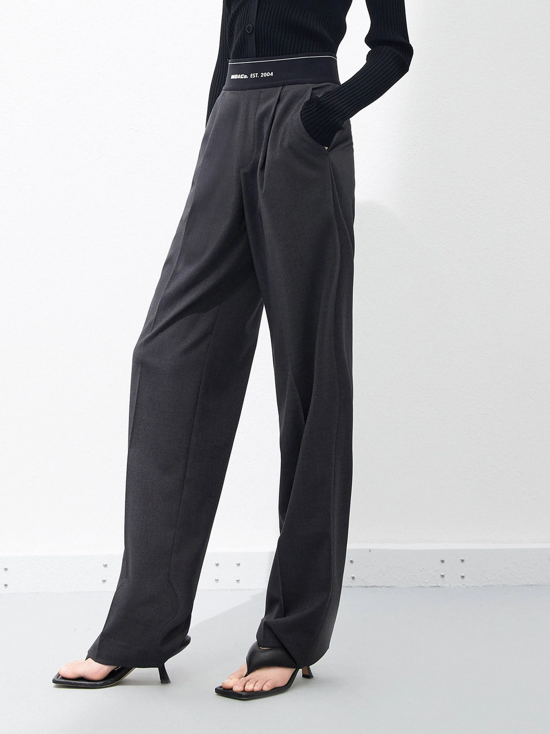 Elasticated Waist Straight Trousers - Image 6