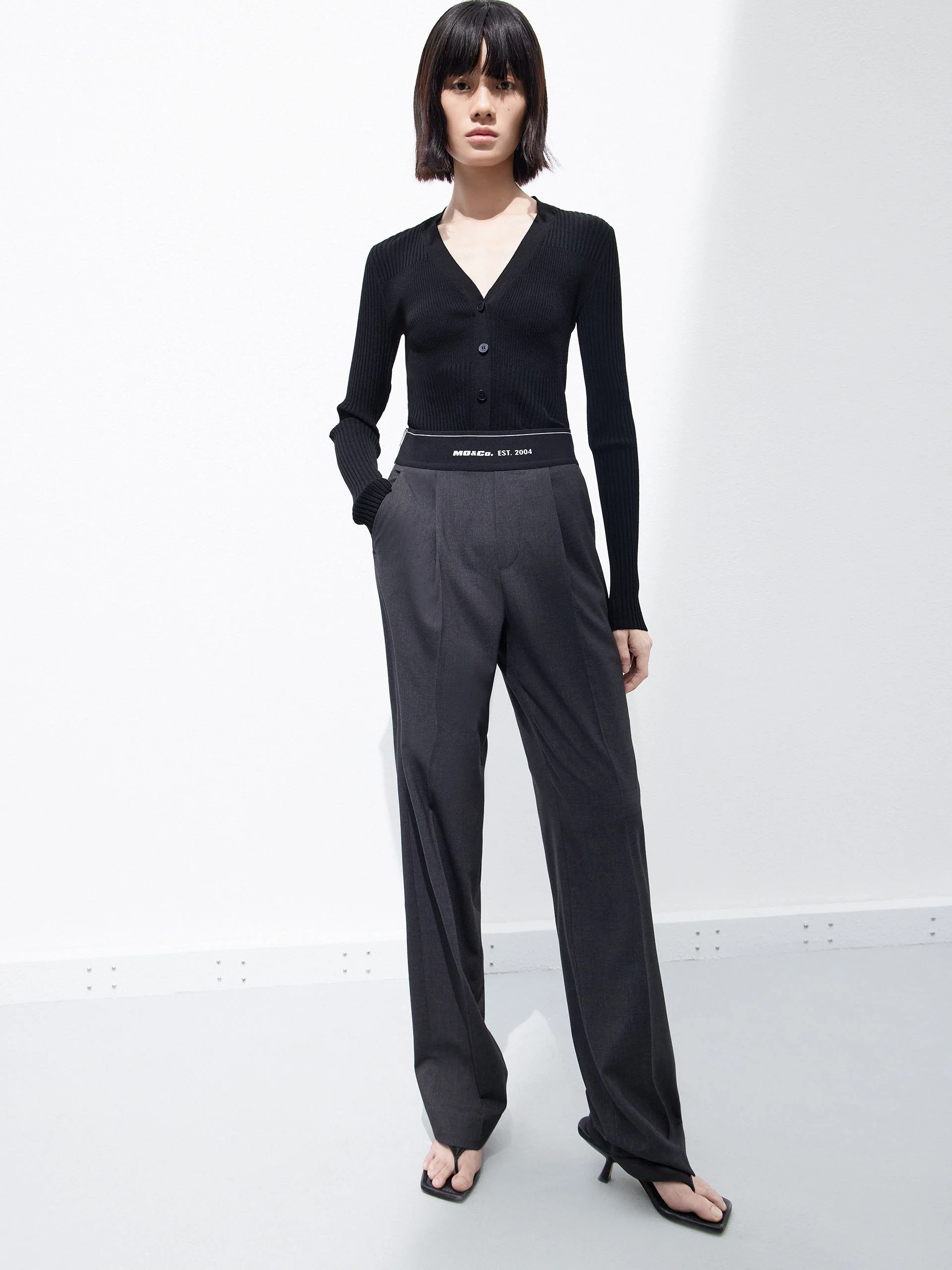 Elasticated Waist Straight Trousers - Image 9