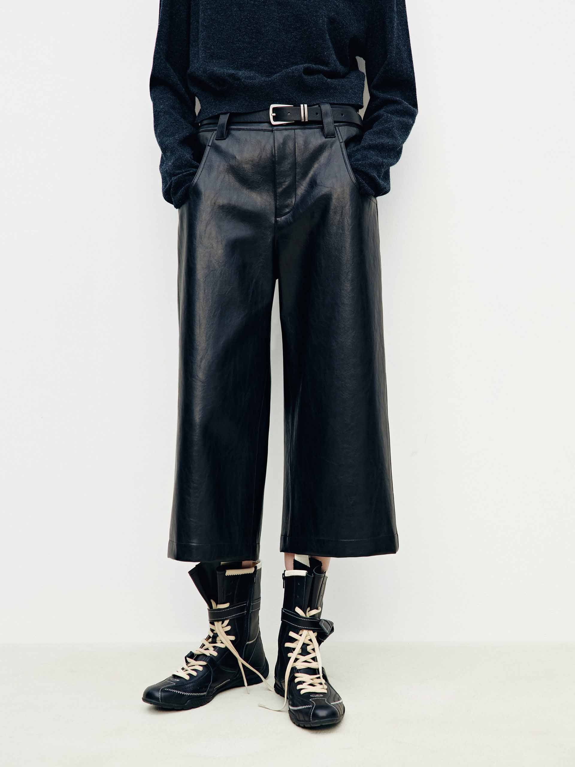 Faux Leather Cropped Pants