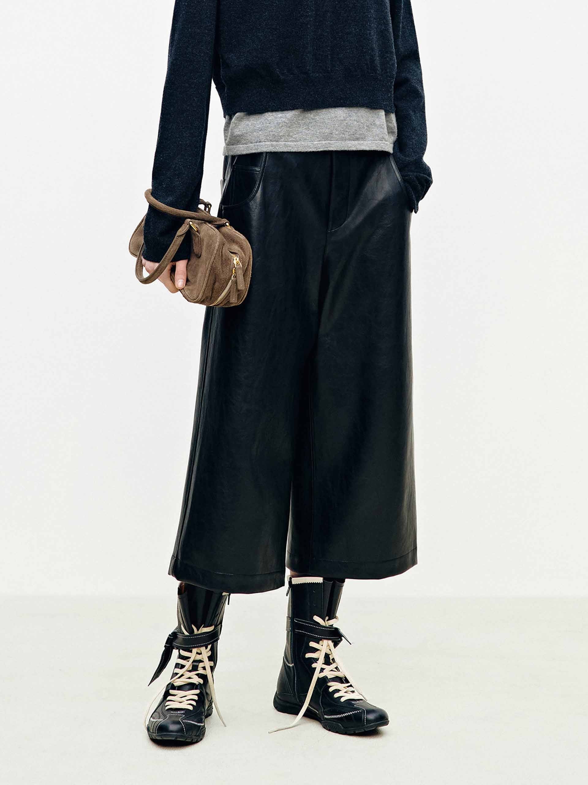 Faux Leather Cropped Pants - Image 8