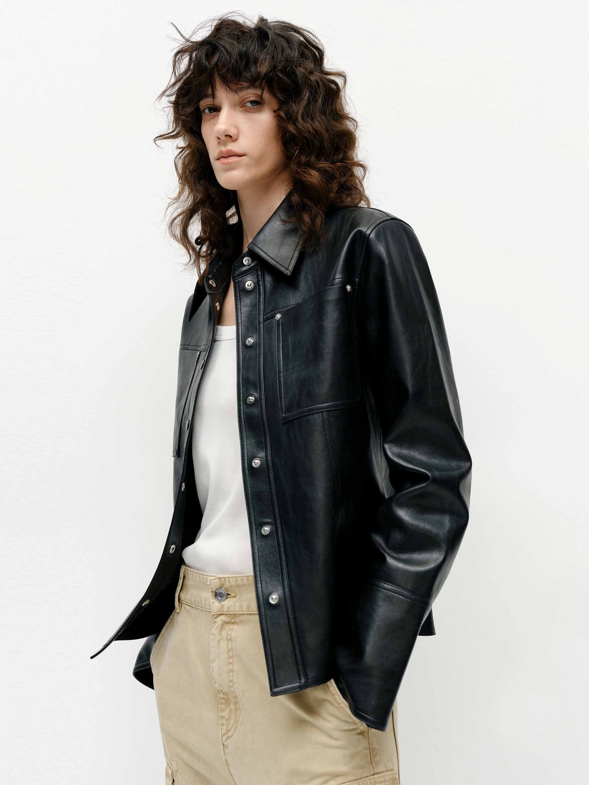 Faux Leather Fitted Jacket - Image 2