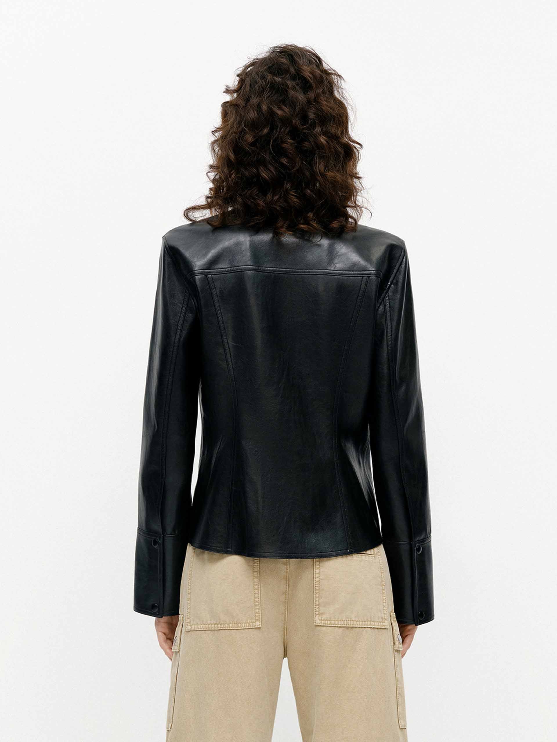 Faux Leather Fitted Jacket - Image 3