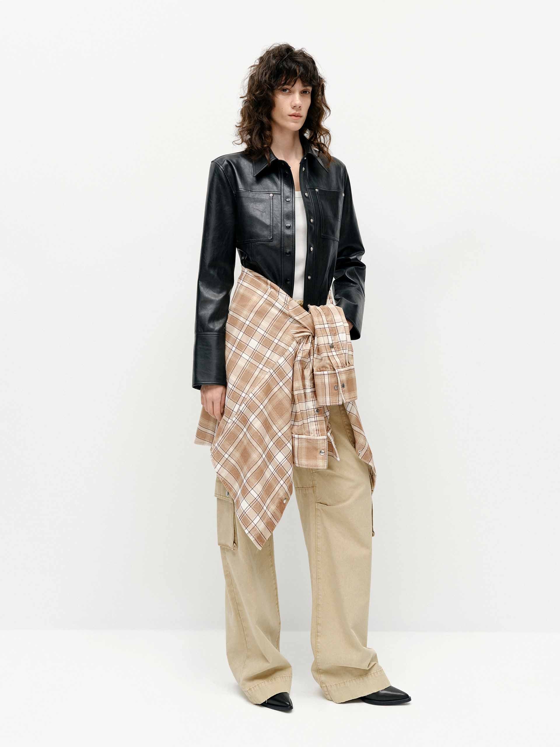 Faux Leather Fitted Jacket - Image 8