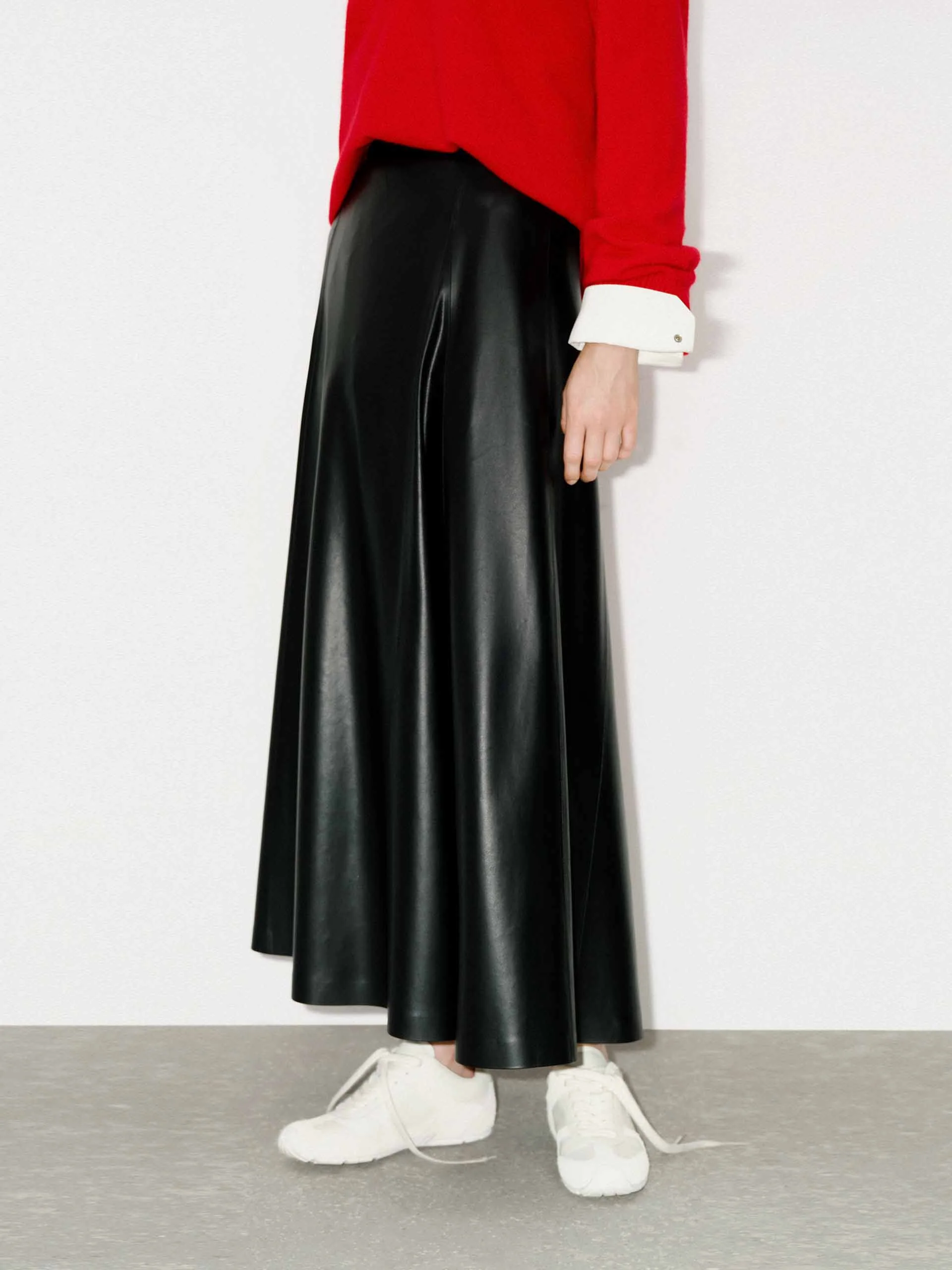 Faux Leather Midi Skirt - Image 6