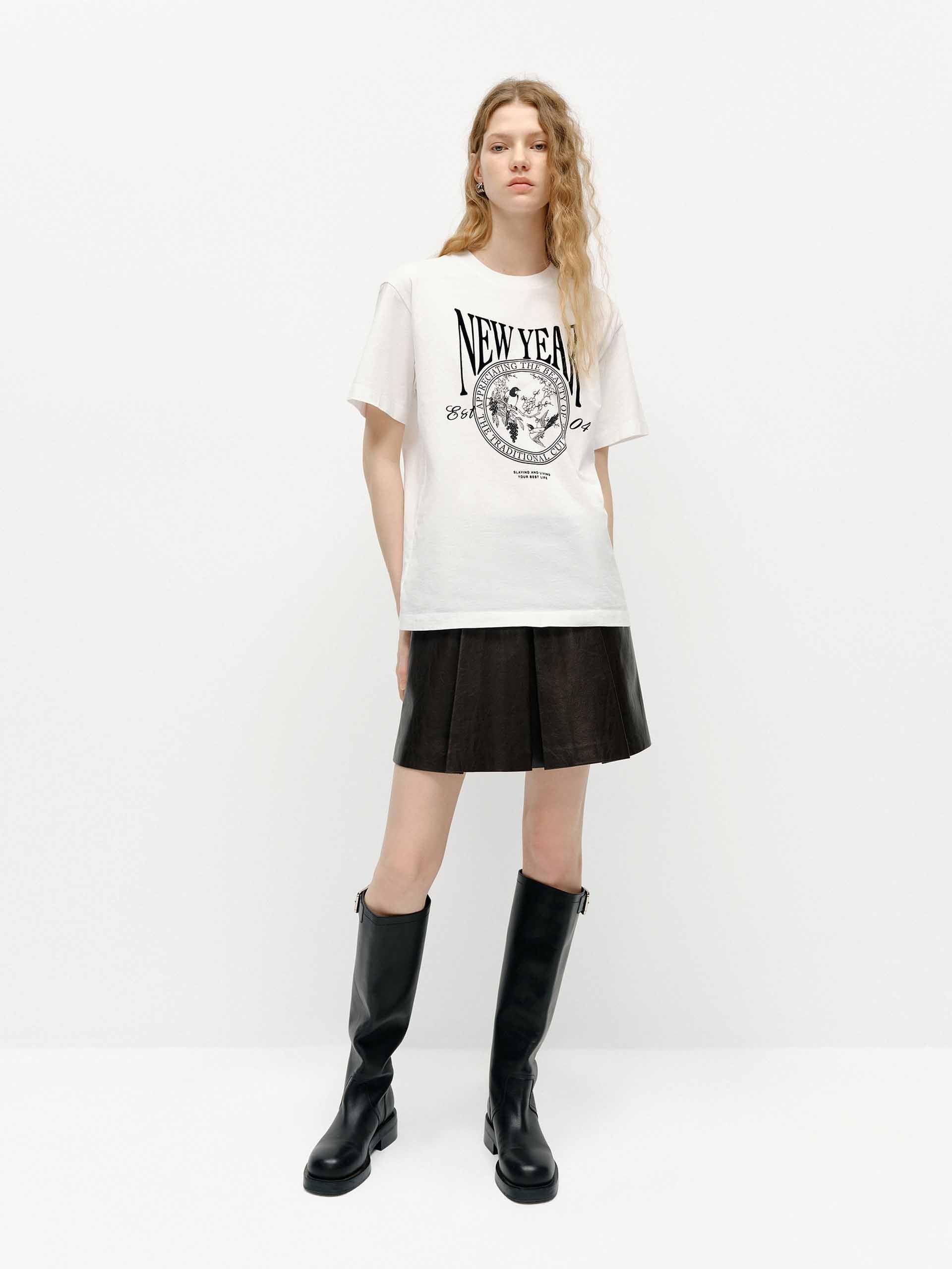 Faux Leather Pleated Skirt - Image 3