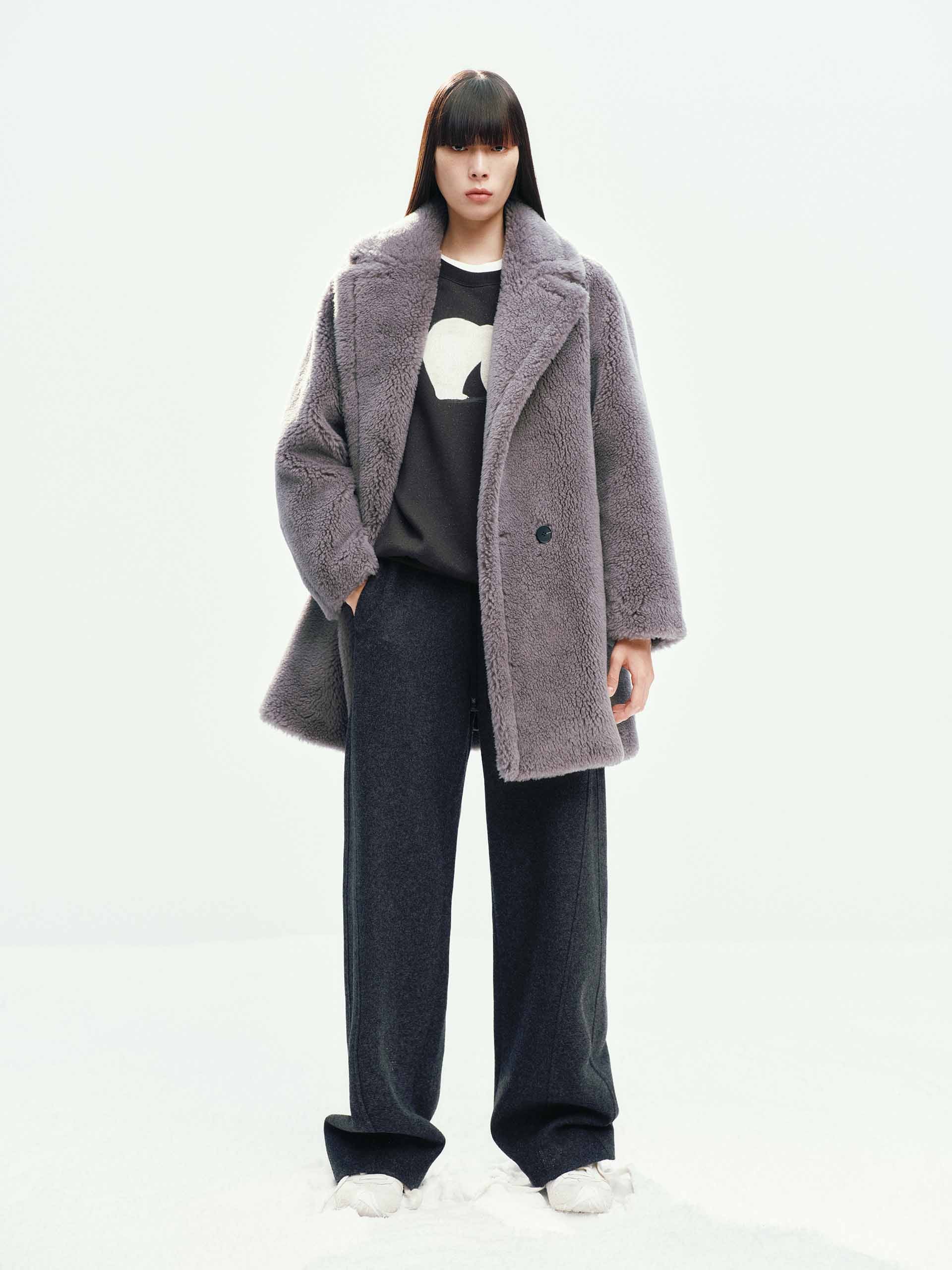 Faux Shearling Lapel Coat - Image 10