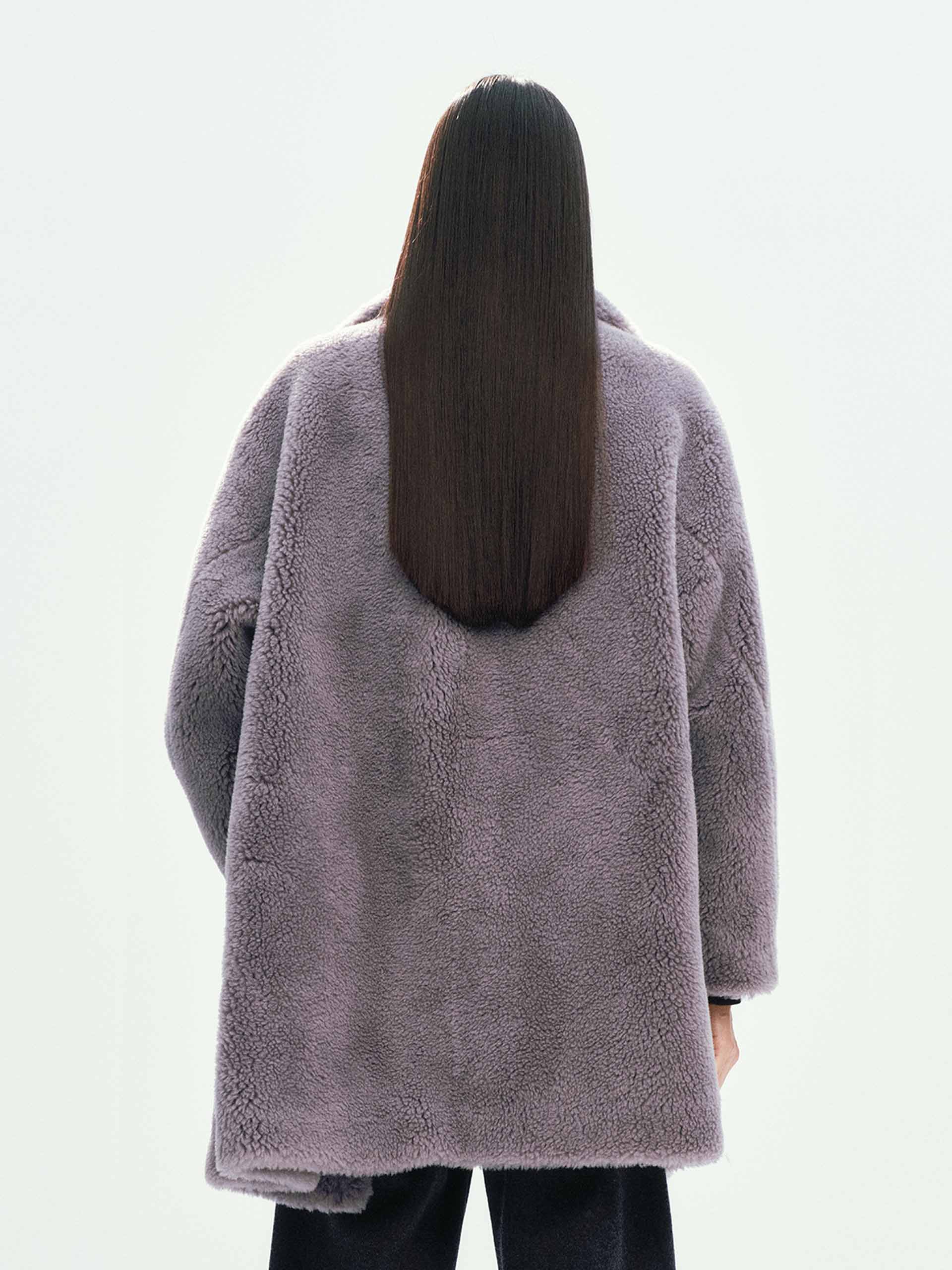 Faux Shearling Lapel Coat - Image 14