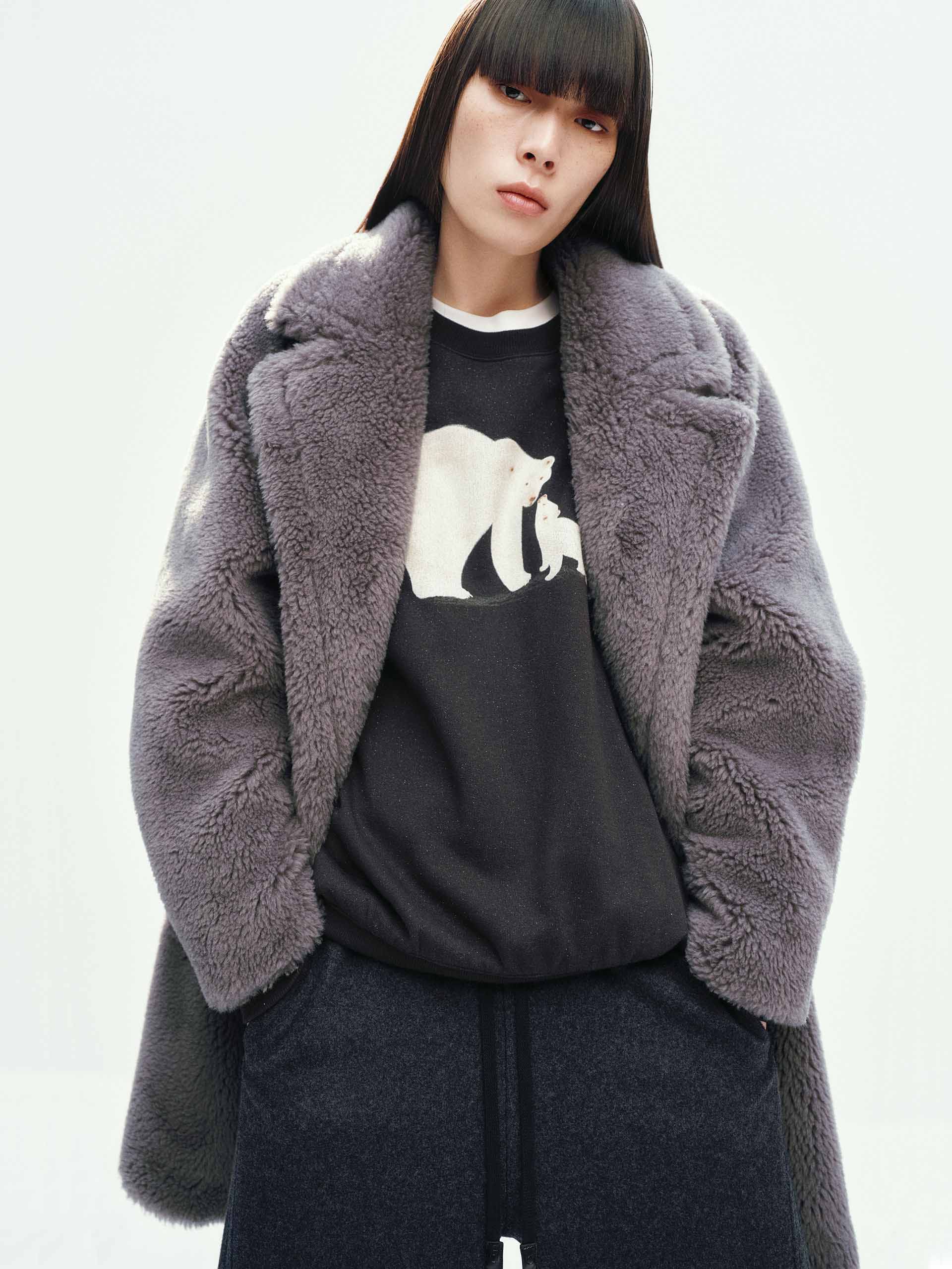 Faux Shearling Lapel Coat - Image 15