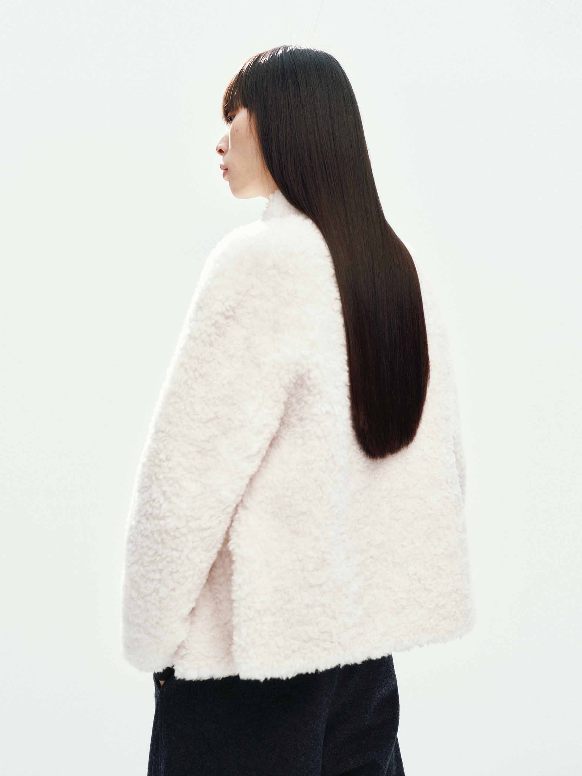Faux Shearling Zipper Coat - Image 6