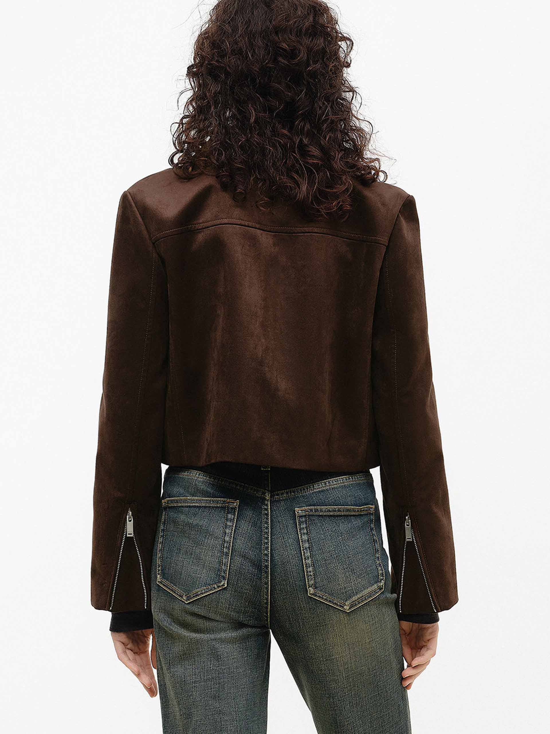 Faux Suede Brown Jacket - Image 6