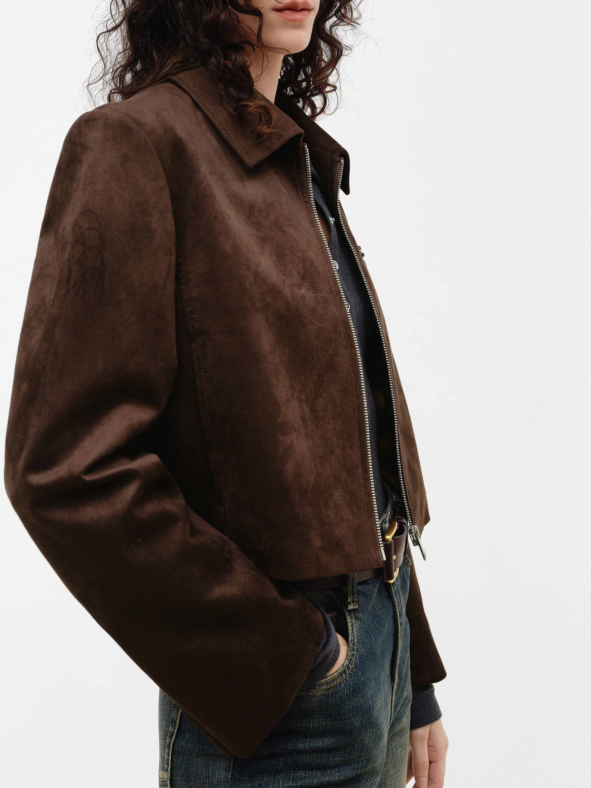 Faux Suede Brown Jacket - Image 7