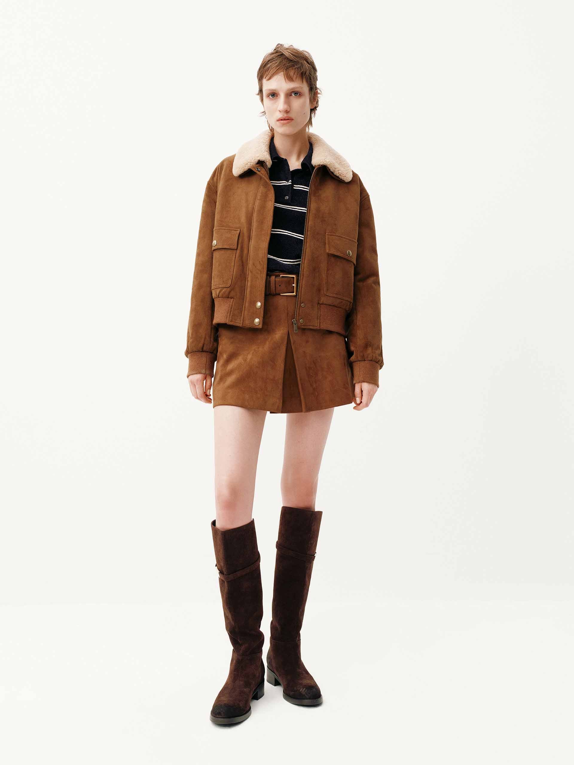 Faux Suede Cropped Coat - Image 10