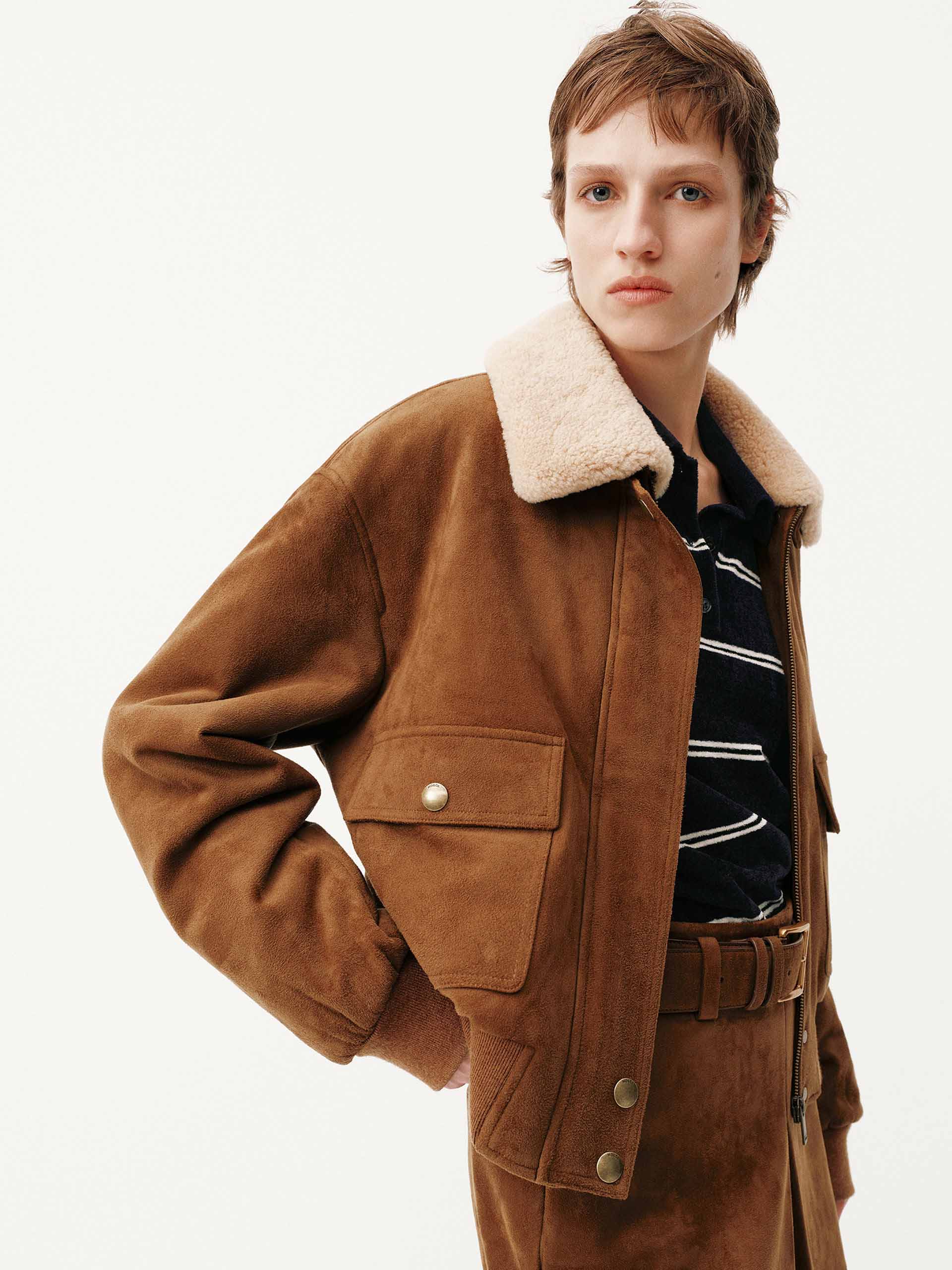 Faux Suede Cropped Coat - Image 11