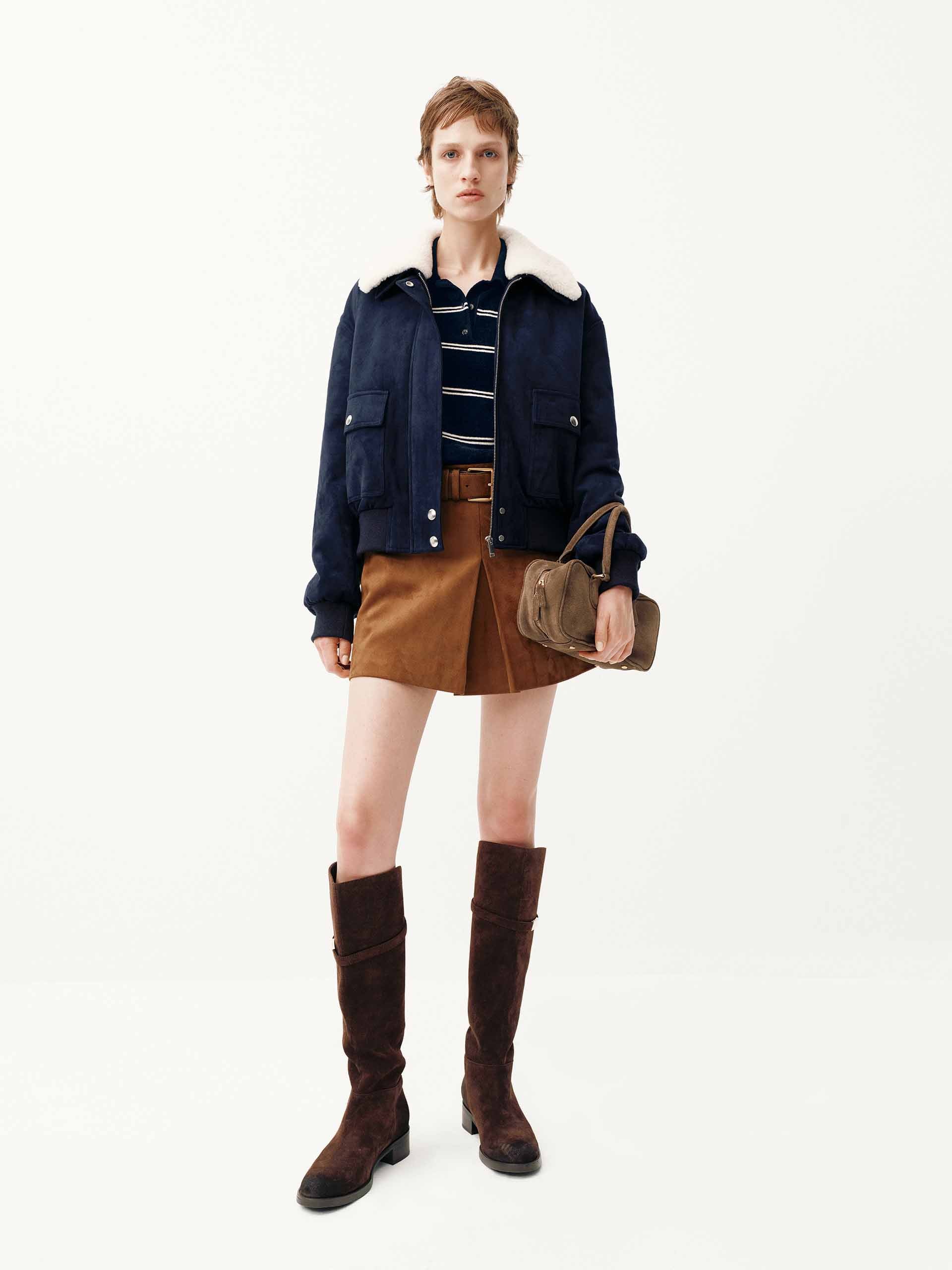 Faux Suede Cropped Coat - Image 2