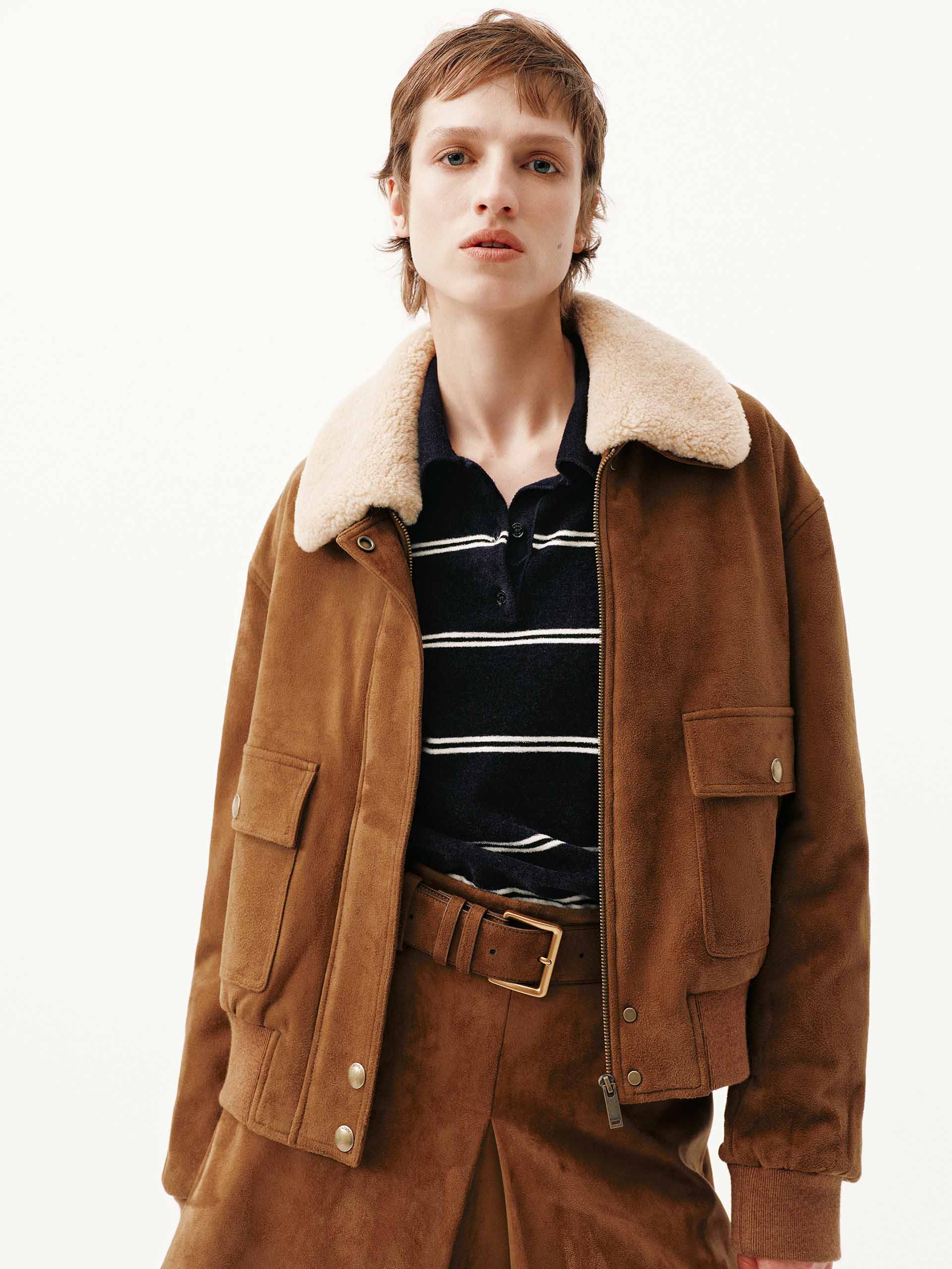 Faux Suede Cropped Coat - Image 9