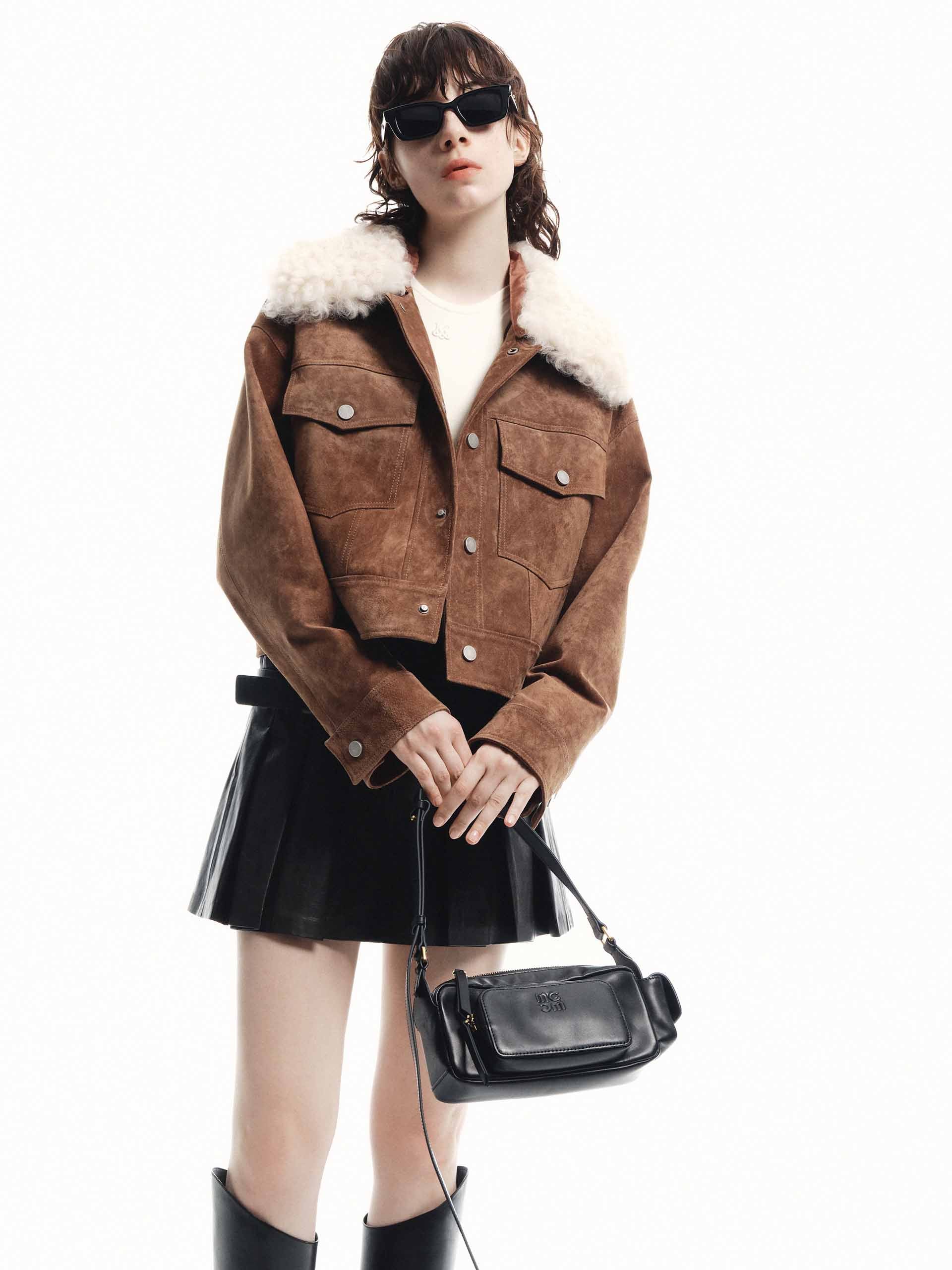 Faux Suede Cropped Jacket - Image 2