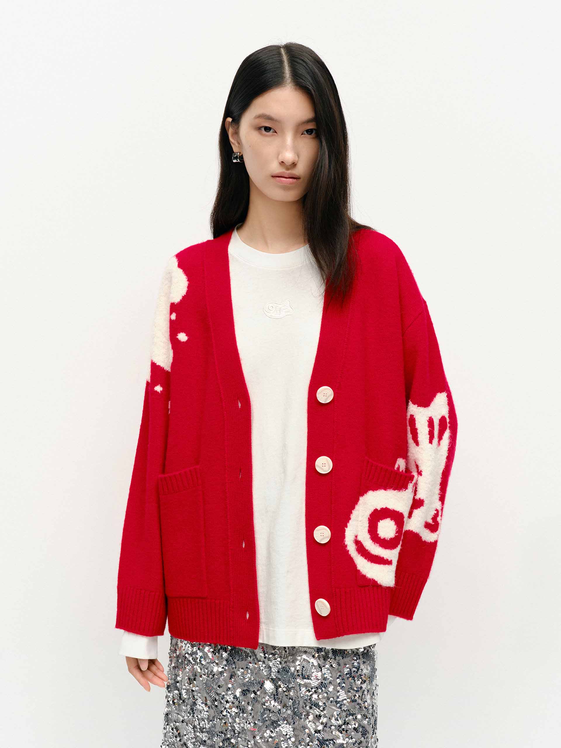 Fish Pattern Knit Cardigan - Image 2