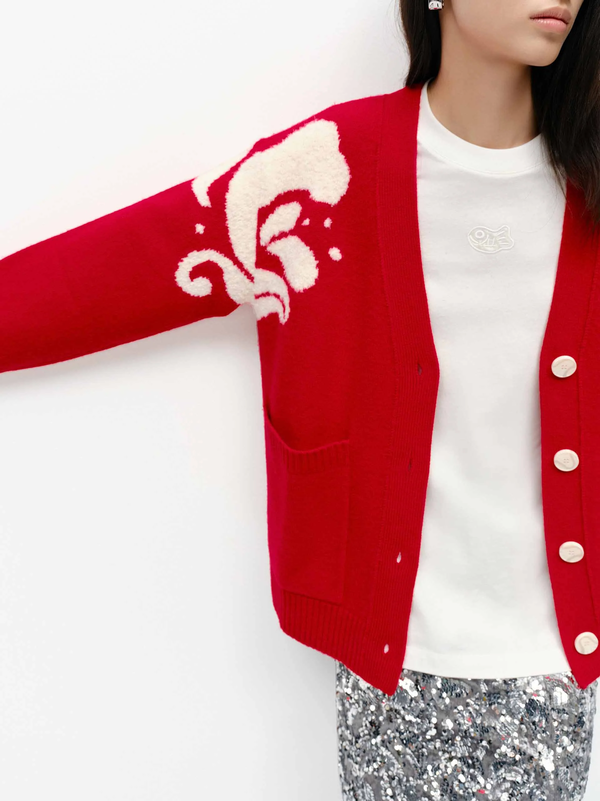 Fish Pattern Knit Cardigan - Image 8