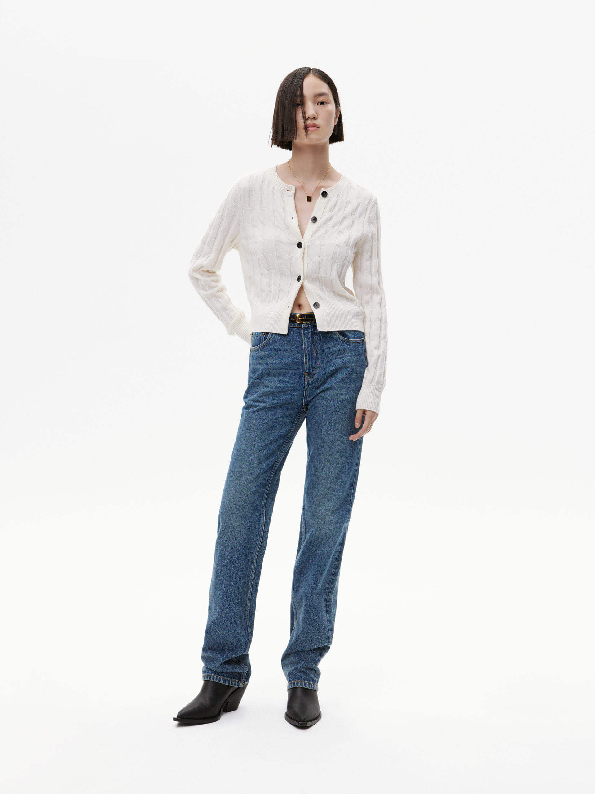 Fitted Crew Neck Cardigan - Image 16