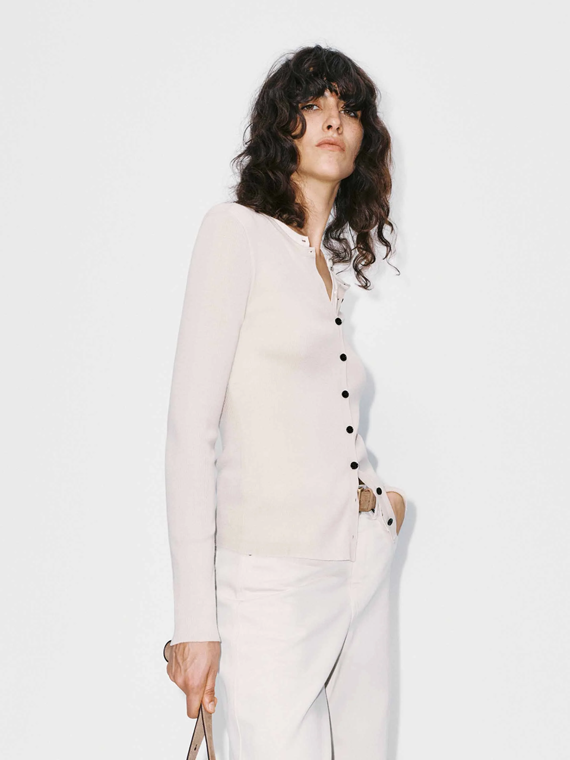 Fitted Layered Wool Cardigan - Image 7
