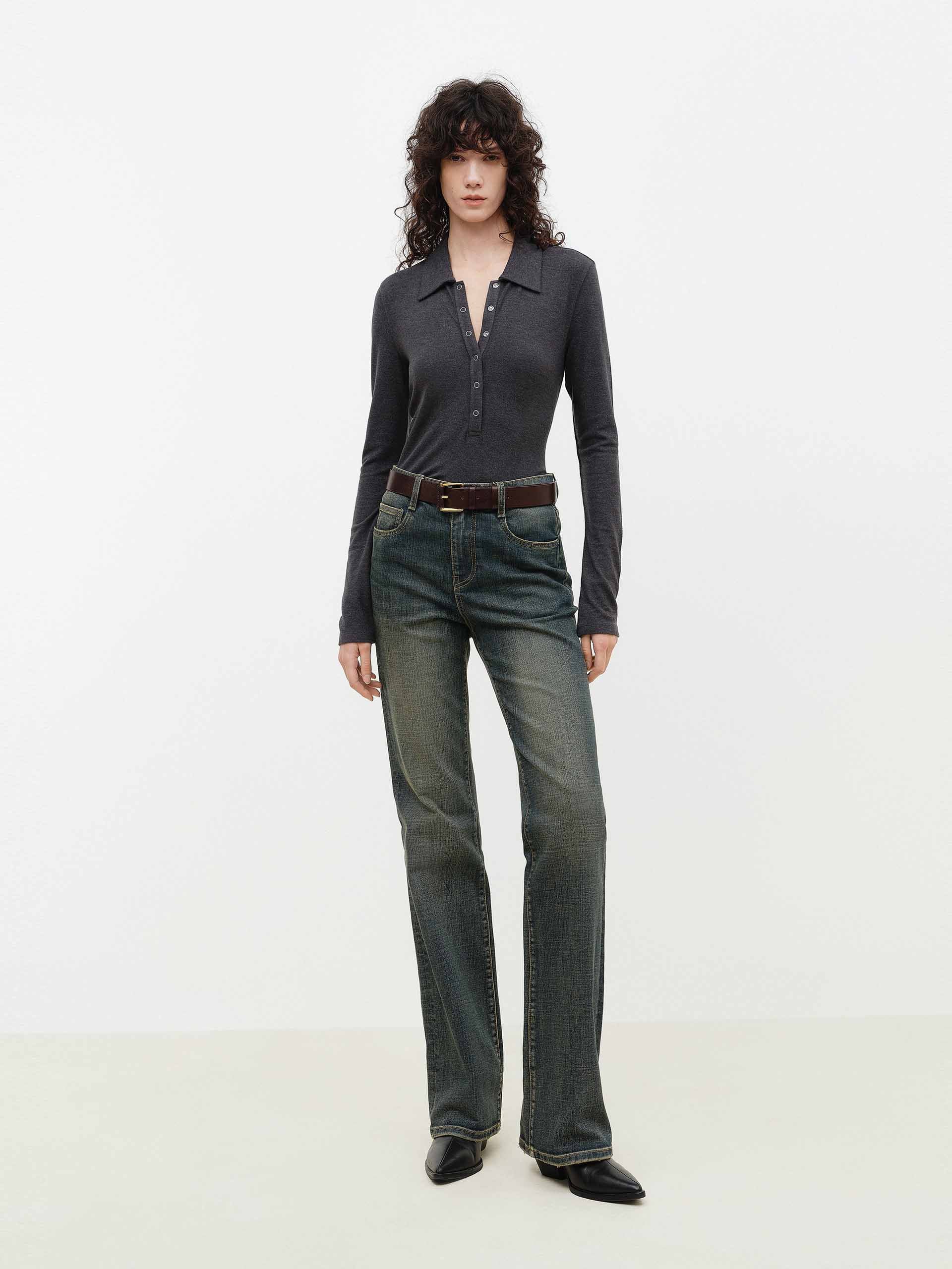 Fitted Polo Collar Top - Image 10