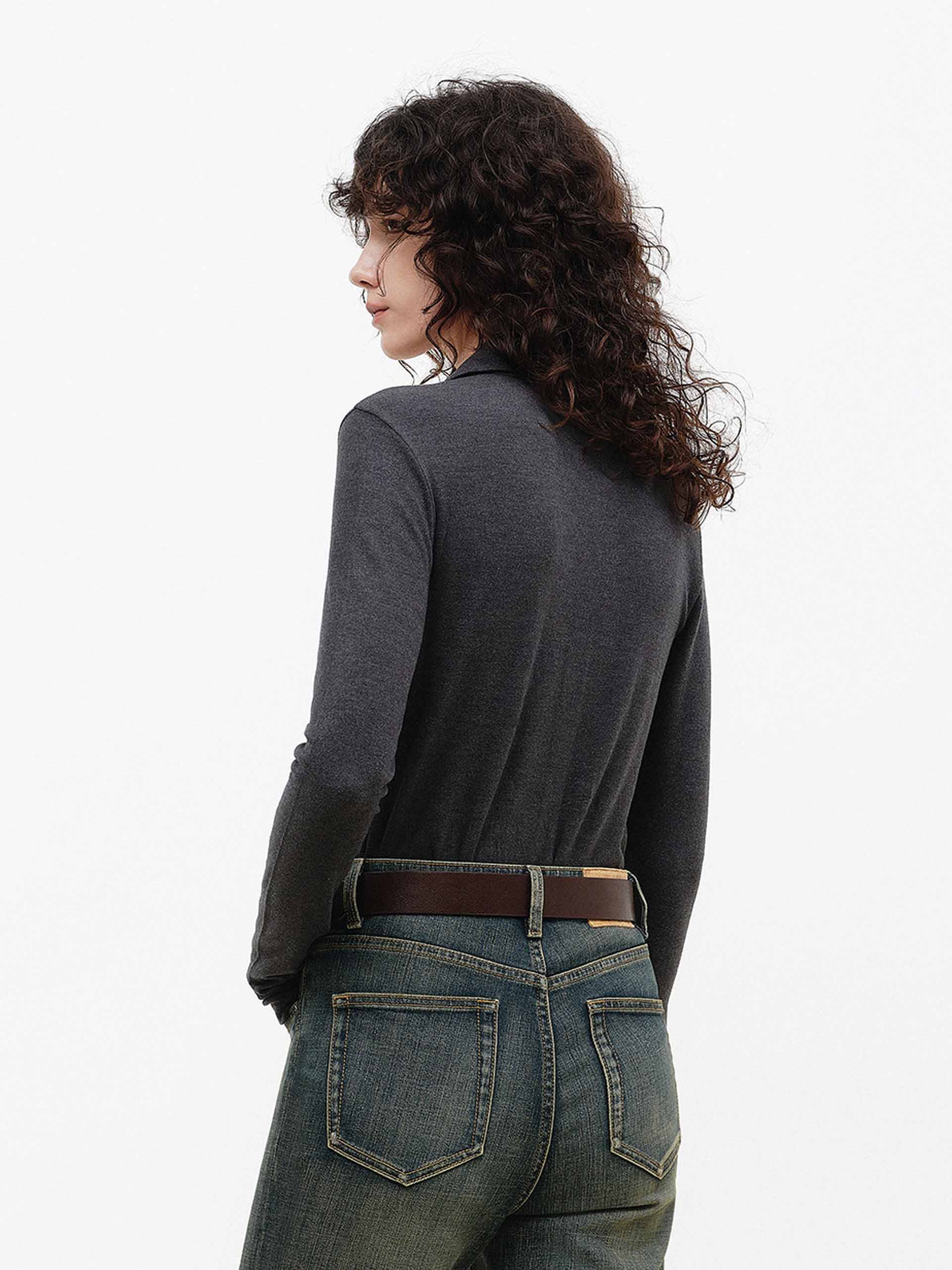 Fitted Polo Collar Top - Image 14