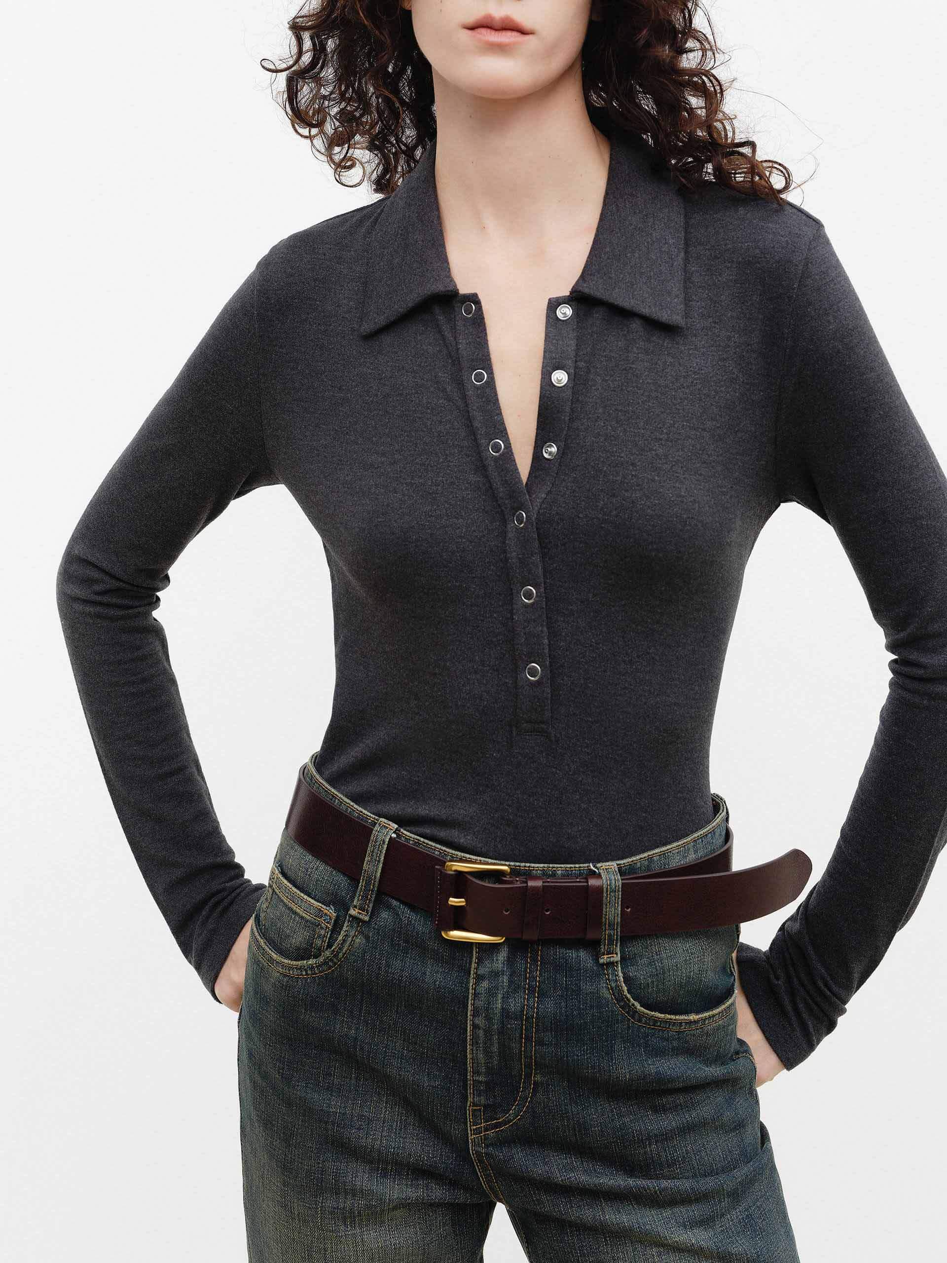 Fitted Polo Collar Top - Image 15