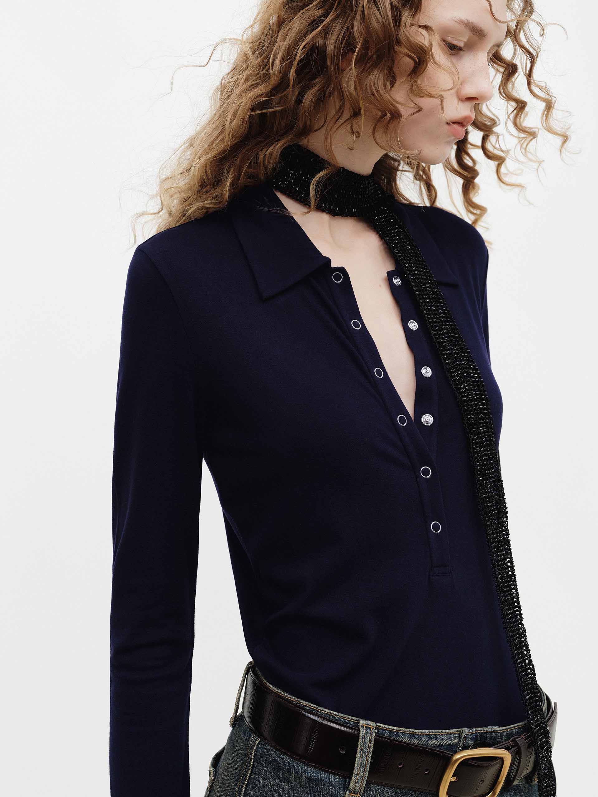 Fitted Polo Collar Top - Image 8