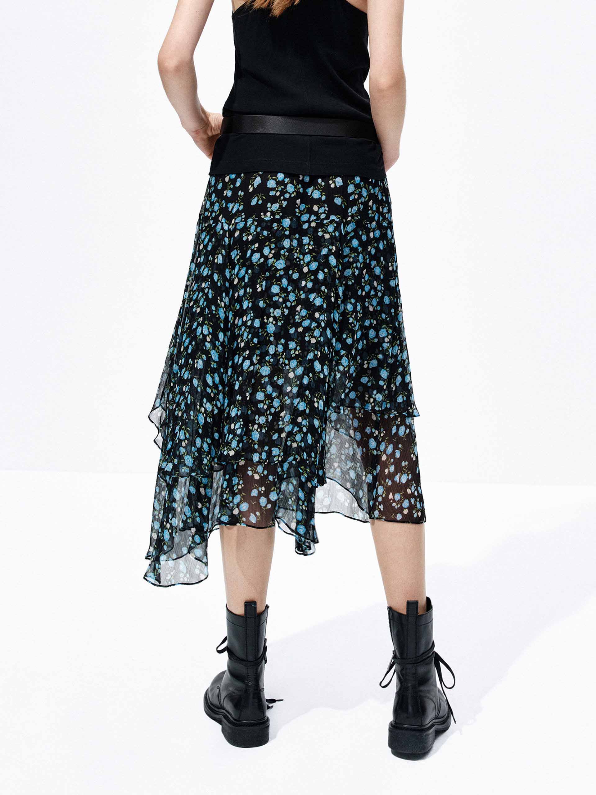 Floral Asymmetric Hem Skirt - Image 7