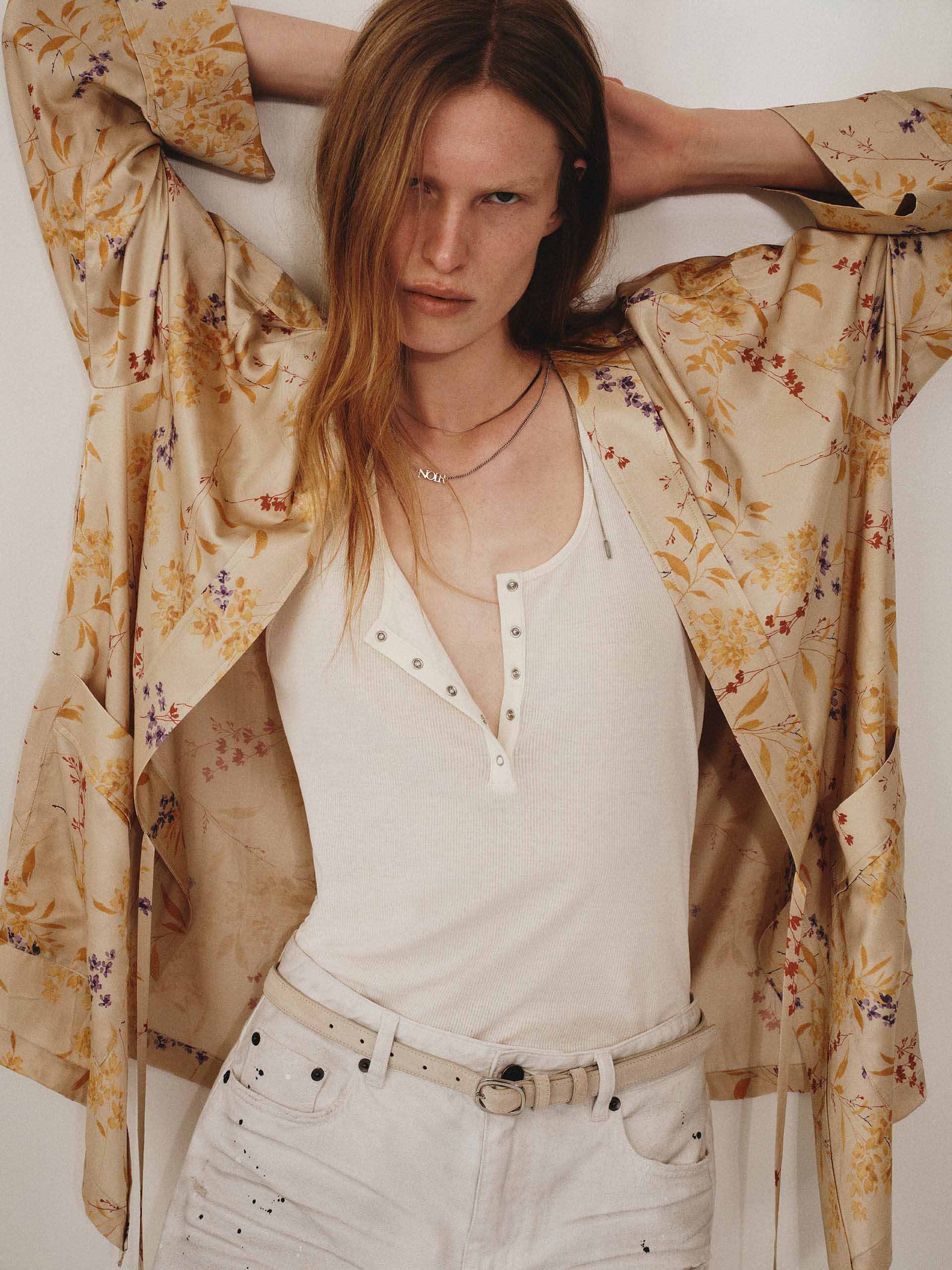 Floral Print Belted Coat