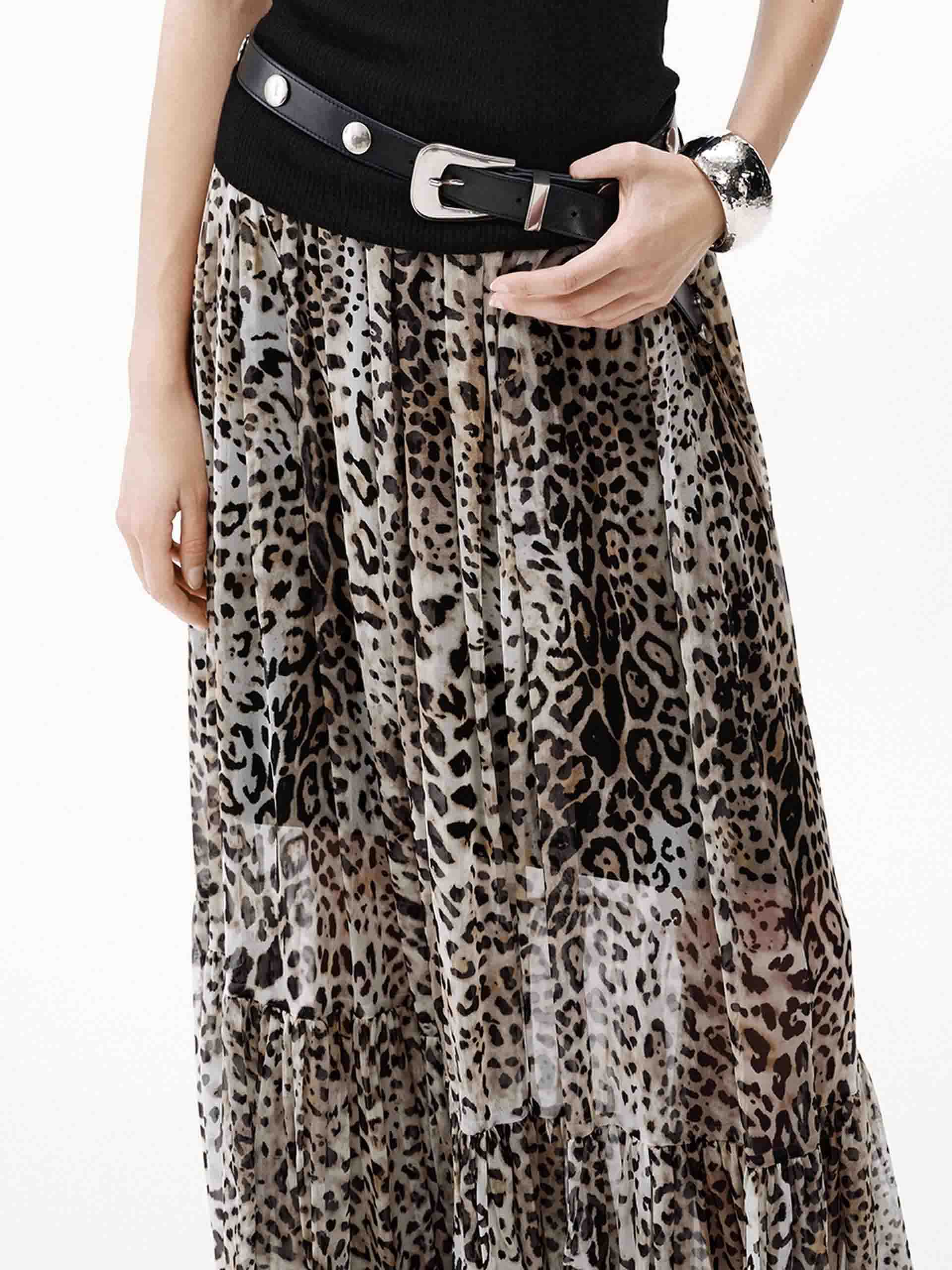 Flowy Leopard Print Skirt - Image 7