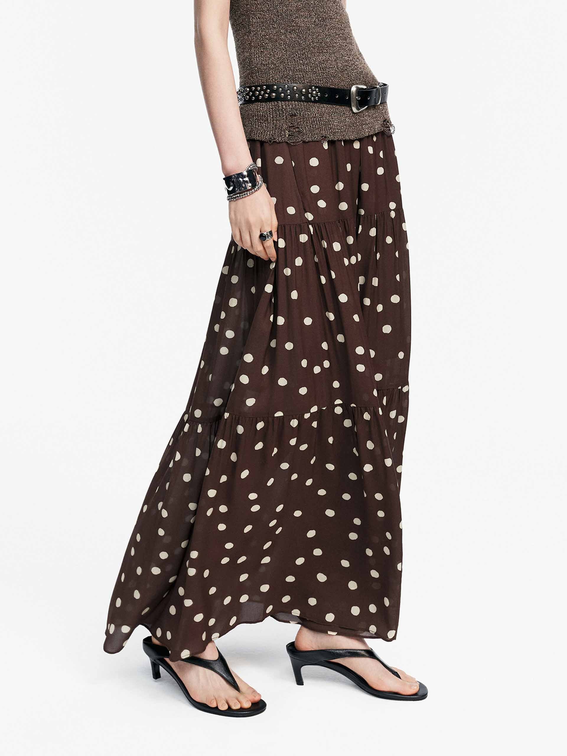 Flowy Polka-Dot Maxi Skirt - Image 5
