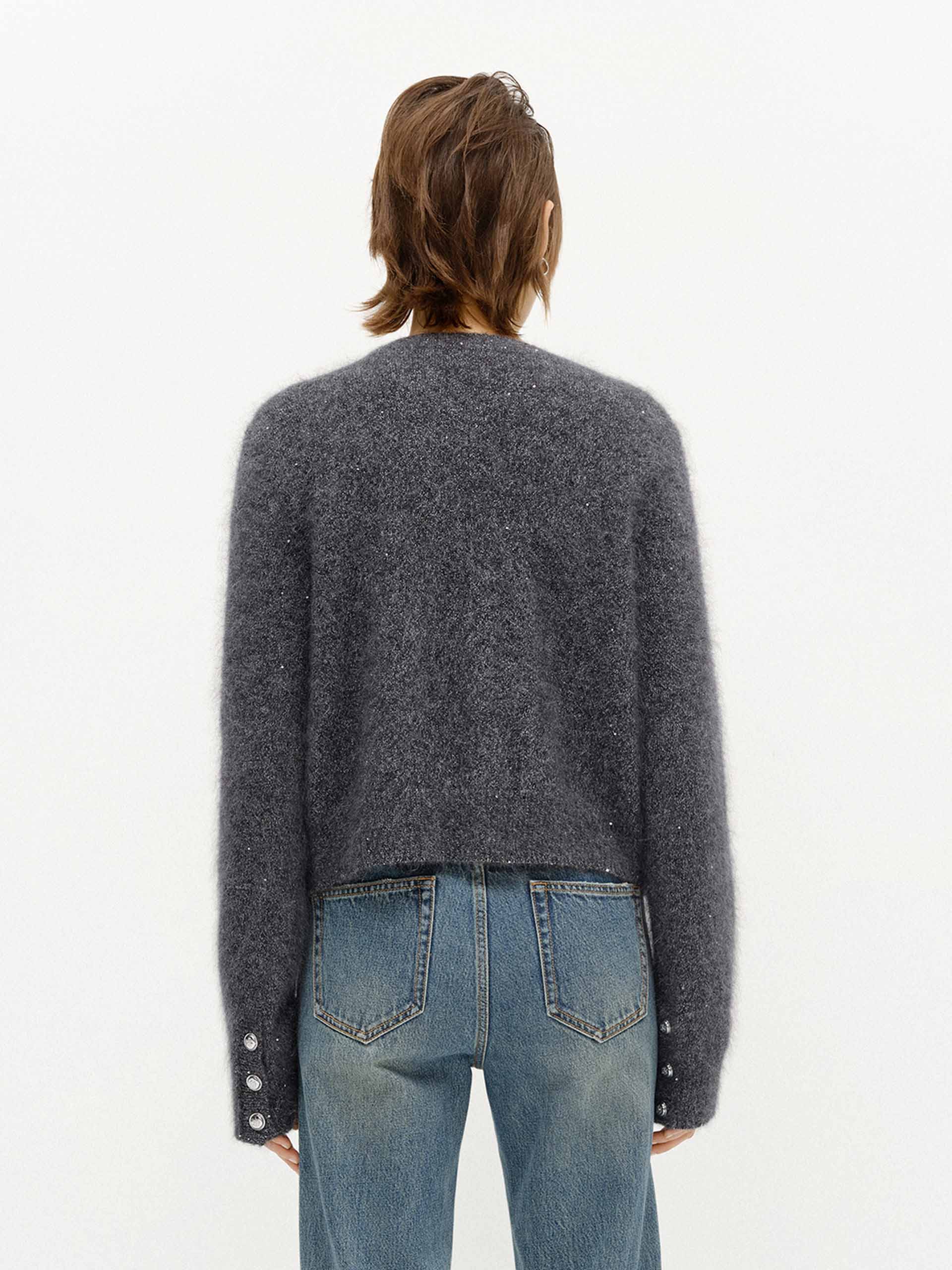 Fluffy Crew Neck Cardigan - Image 3