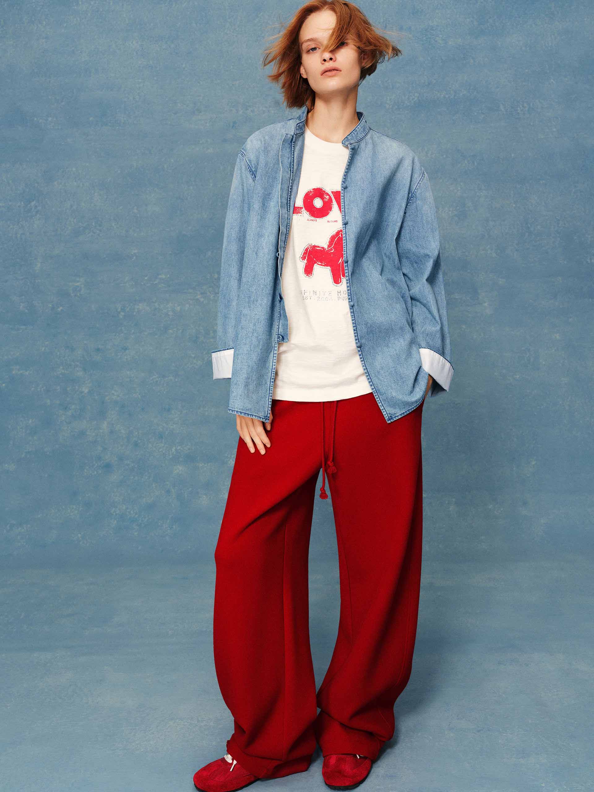 Frog Button Denim Blouse - Image 2