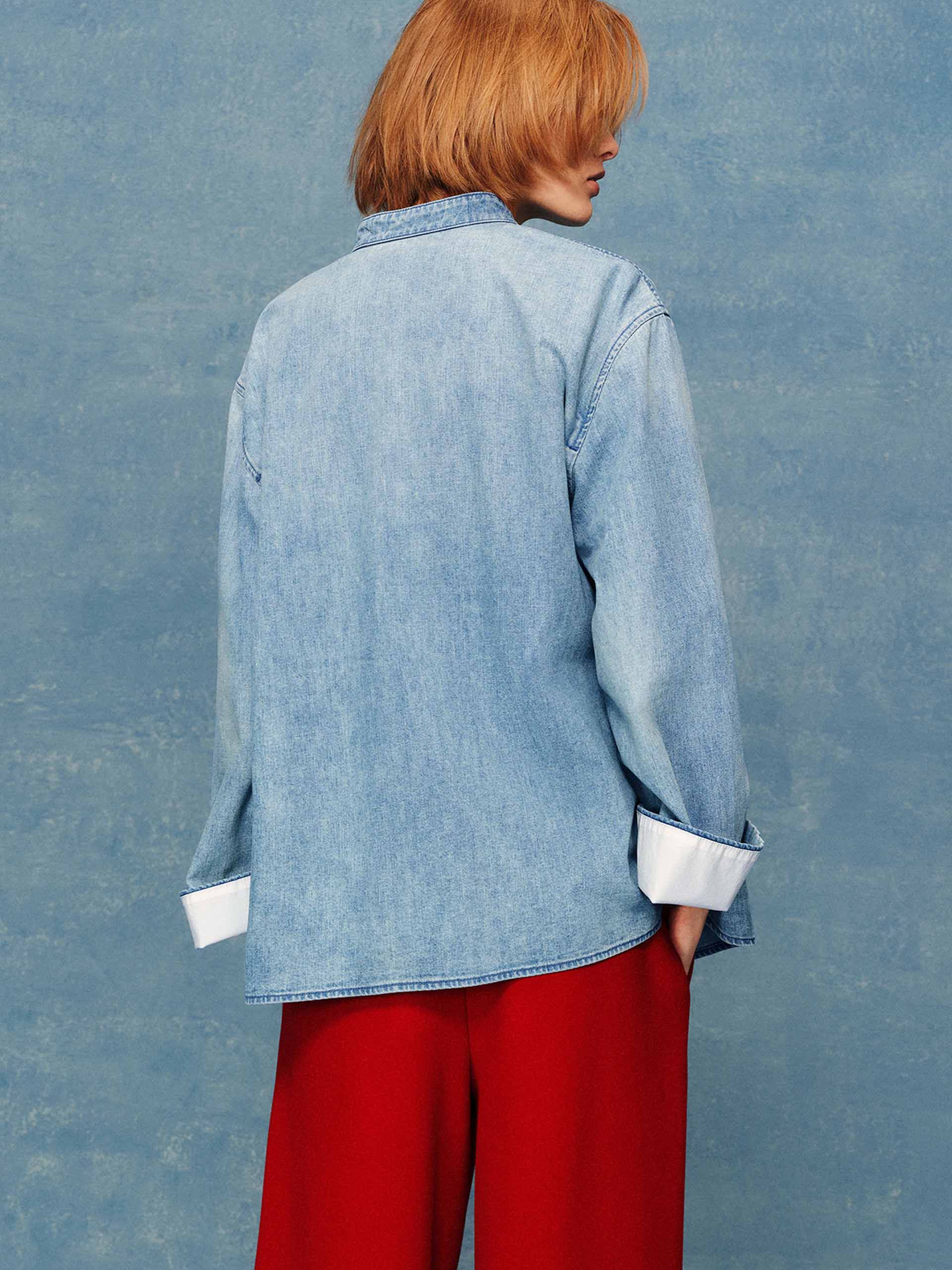 Frog Button Denim Blouse - Image 6
