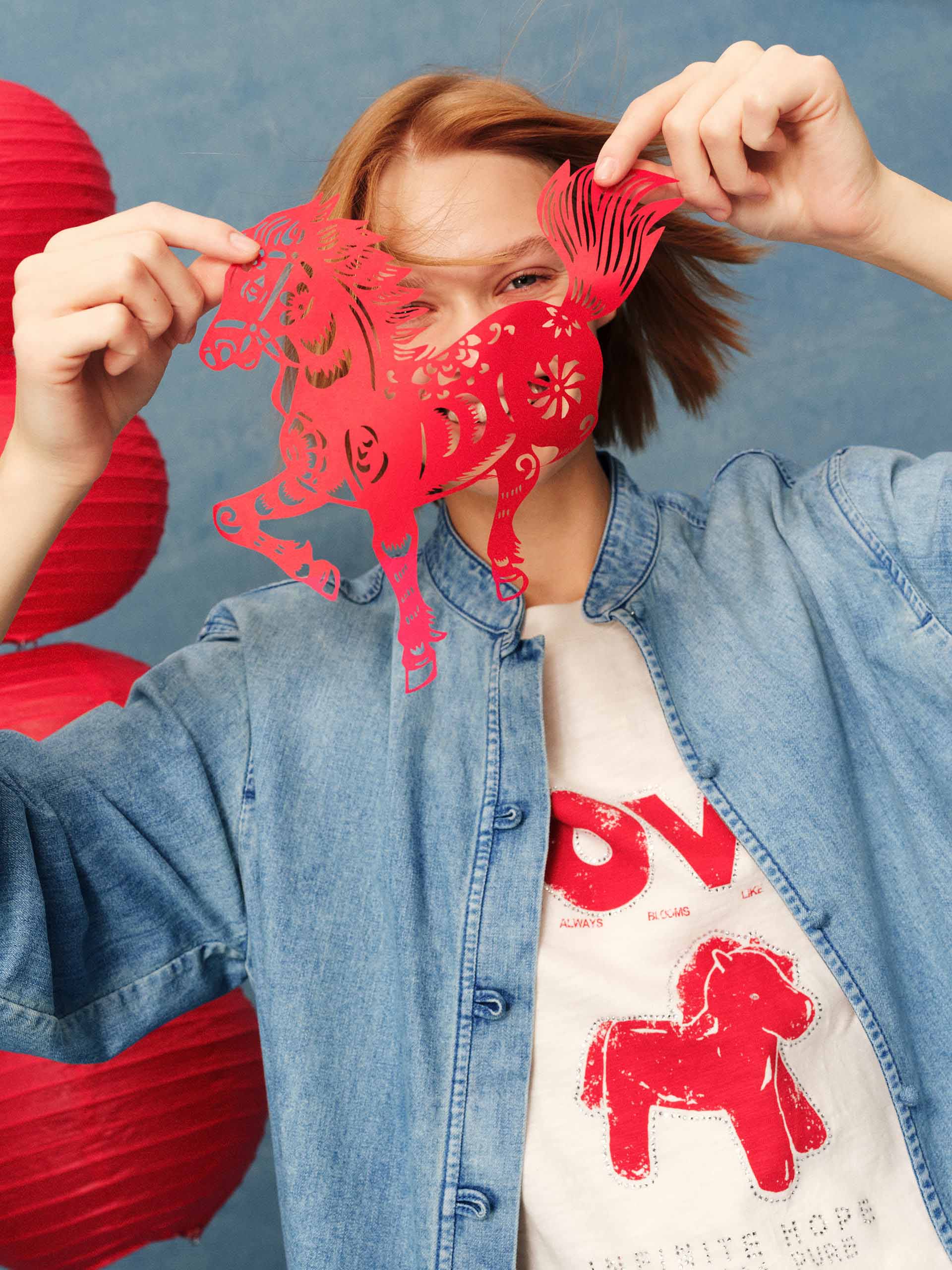 Frog Button Denim Blouse - Image 8