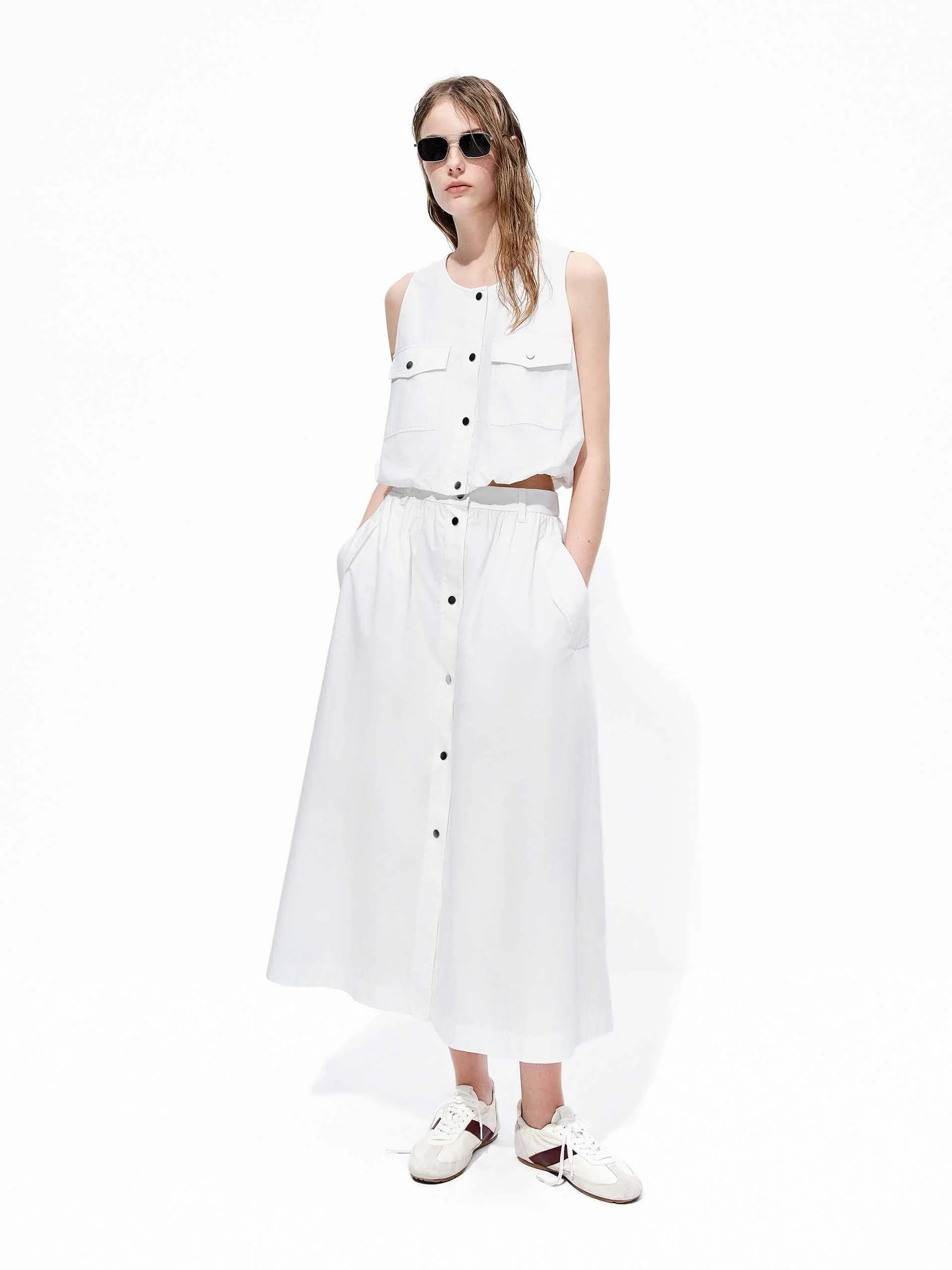 Front Button A-line Skirt - Image 10