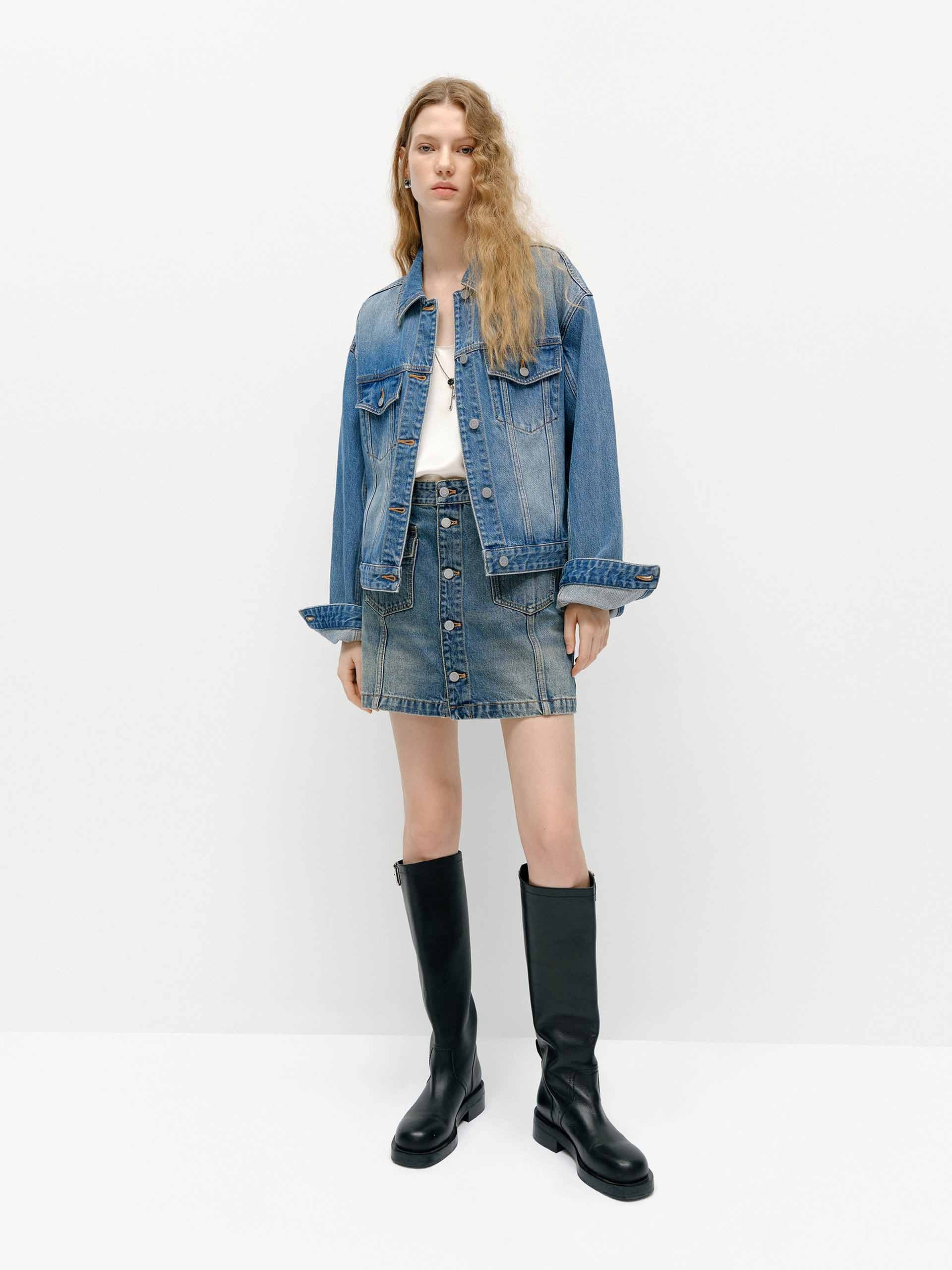 Front Button Denim Skirt - Image 2