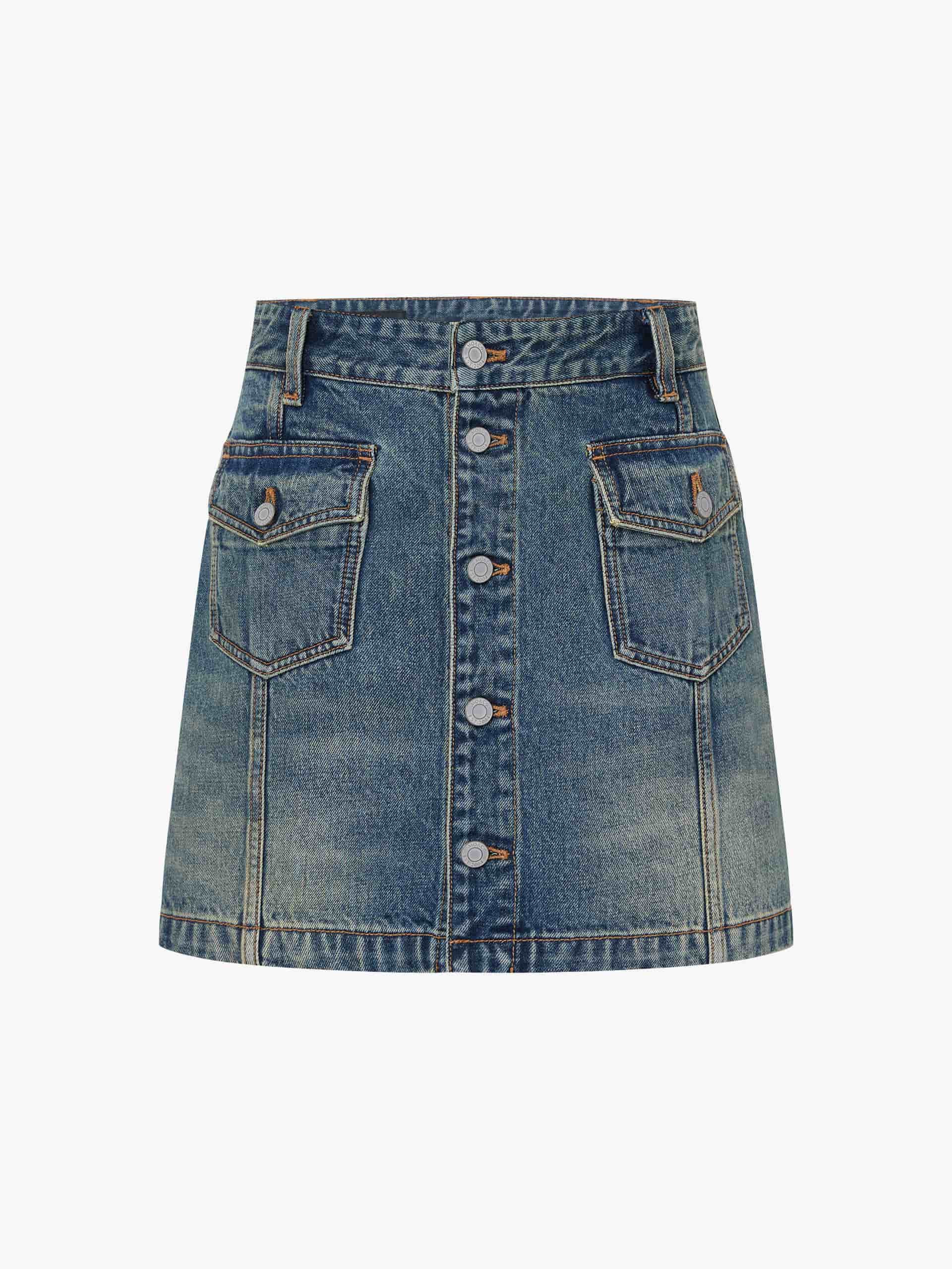 Front Button Denim Skirt - Image 5