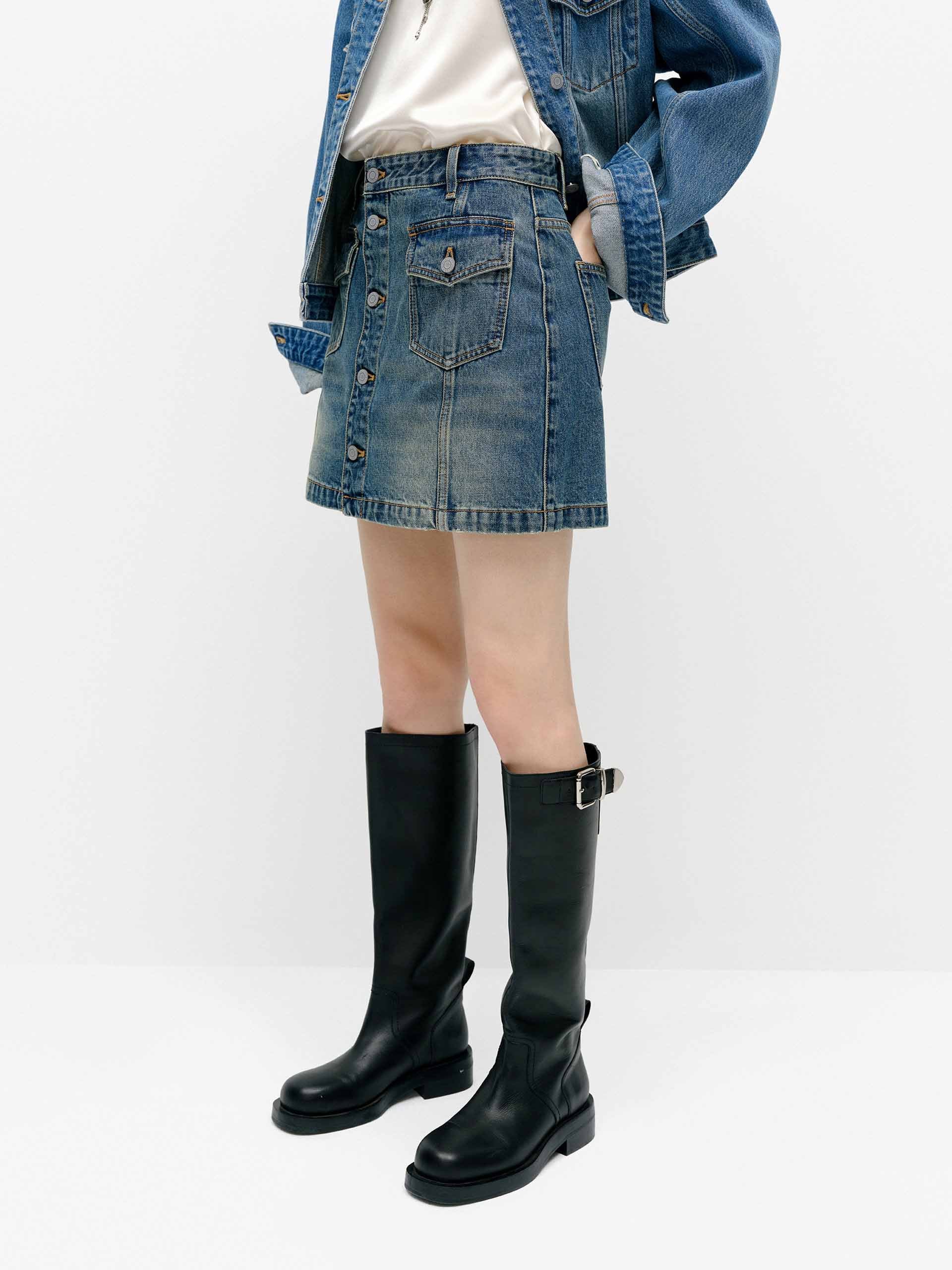 Front Button Denim Skirt - Image 6