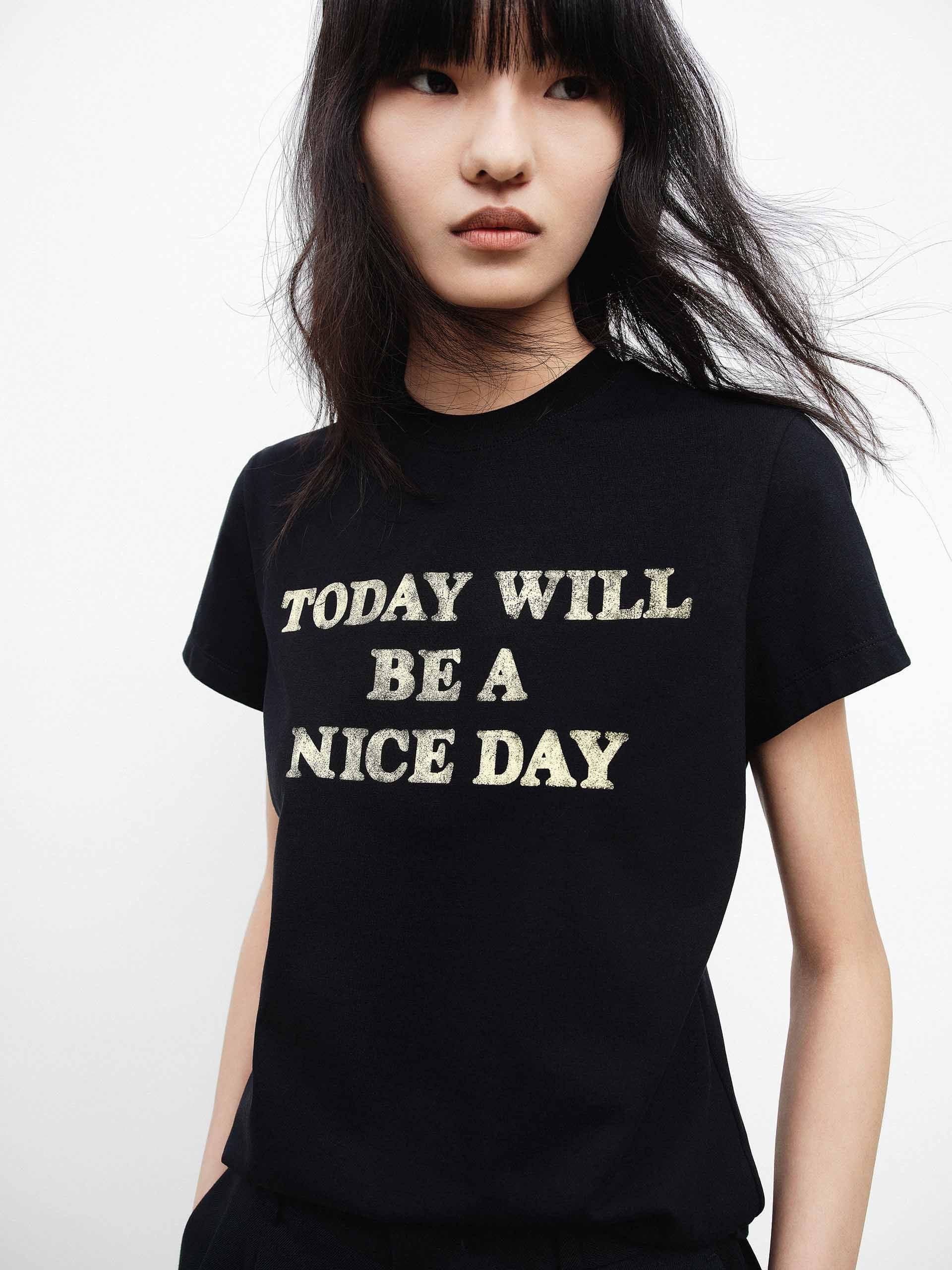Front Letter Cotton T-shirt - Image 22