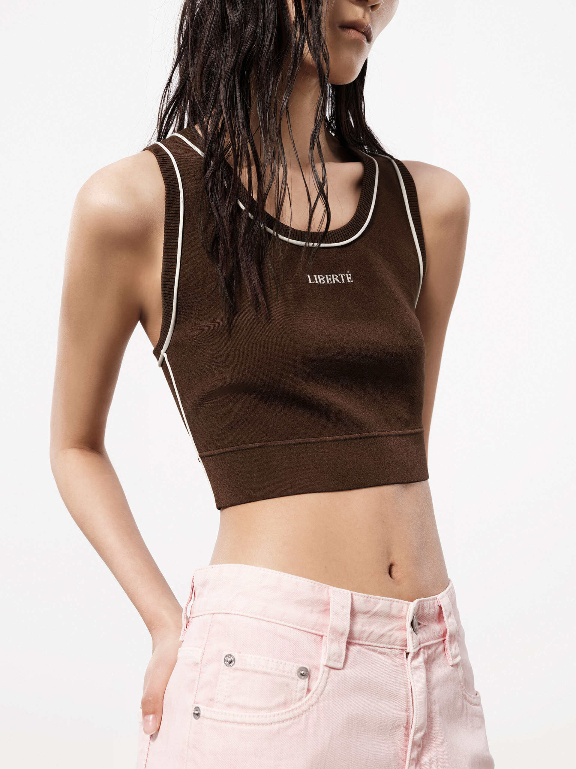 Front Letter Cropped Tank - Image 24