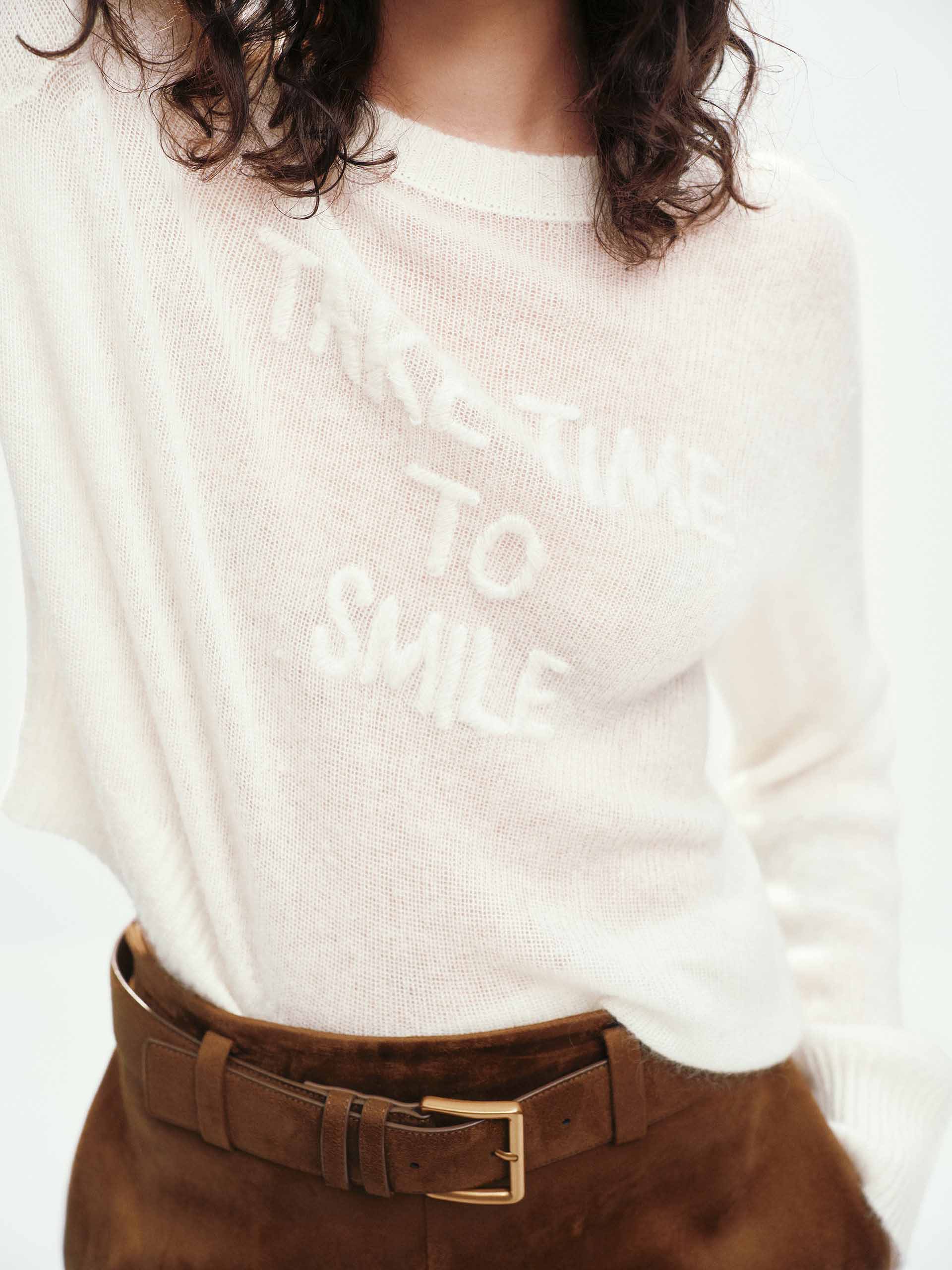 Front Letter Embroidery Sweater - Image 8