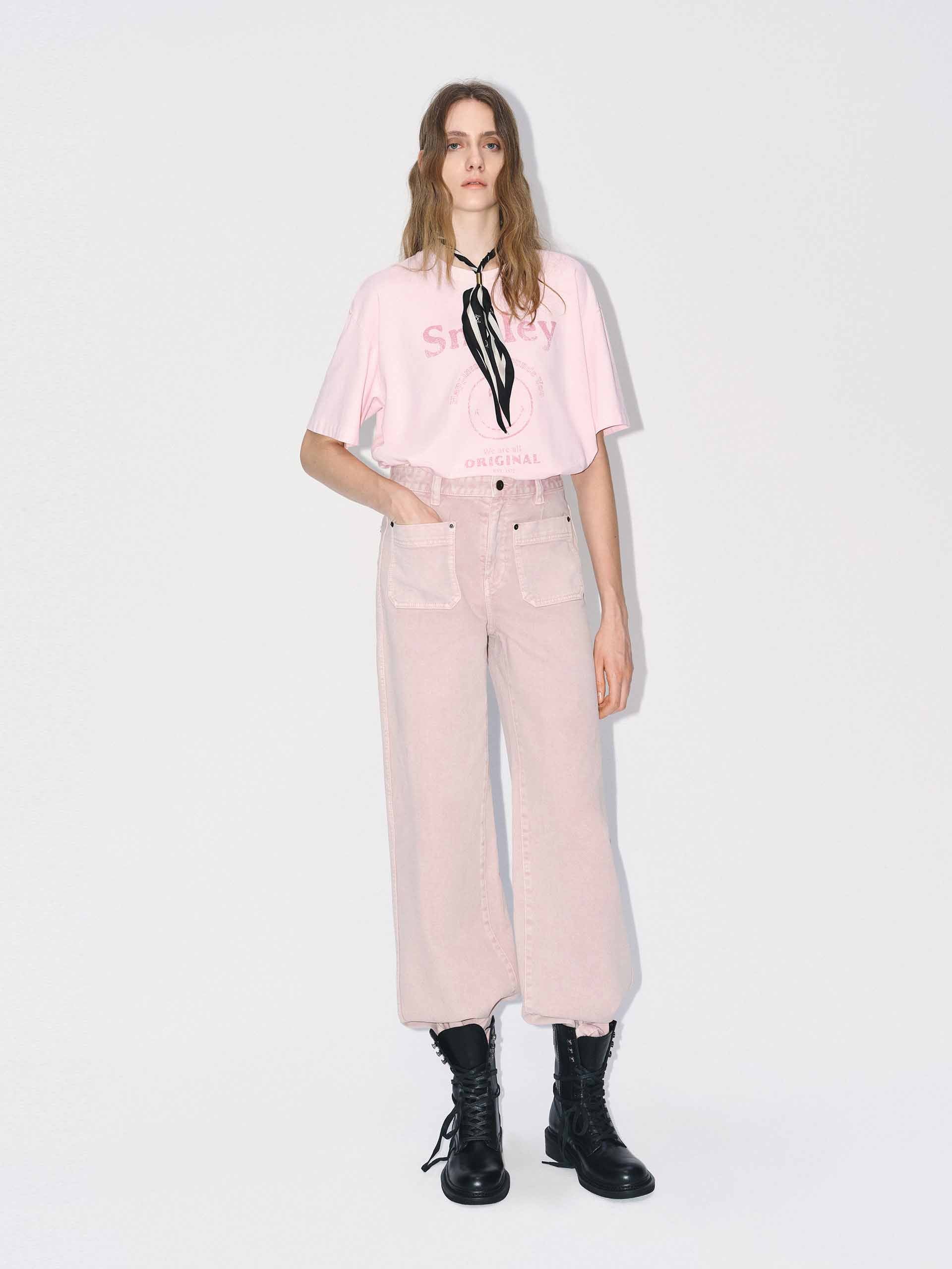 Front Patch Pockets Pink Jeans - Image 2