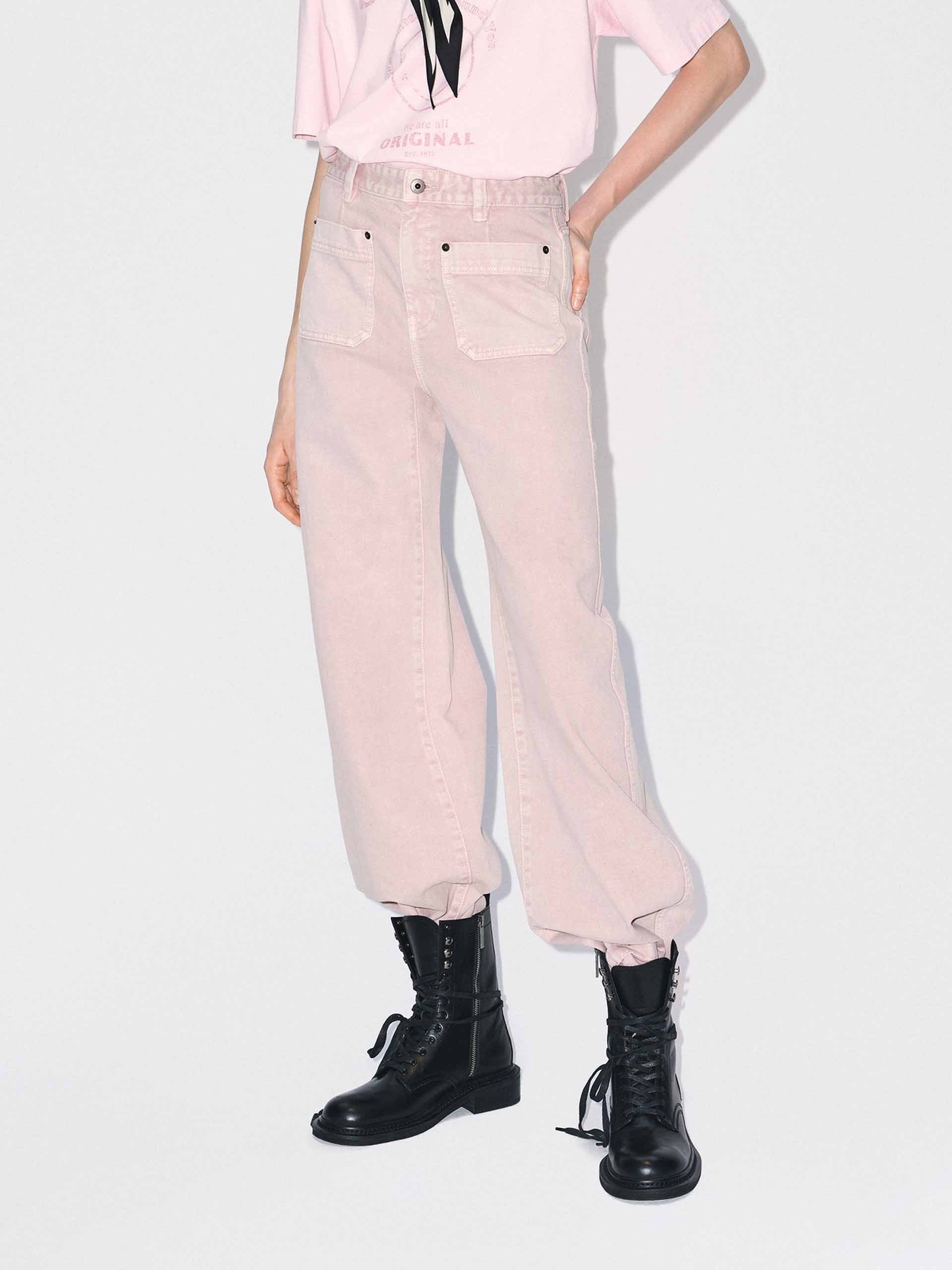 Front Patch Pockets Pink Jeans - Image 3