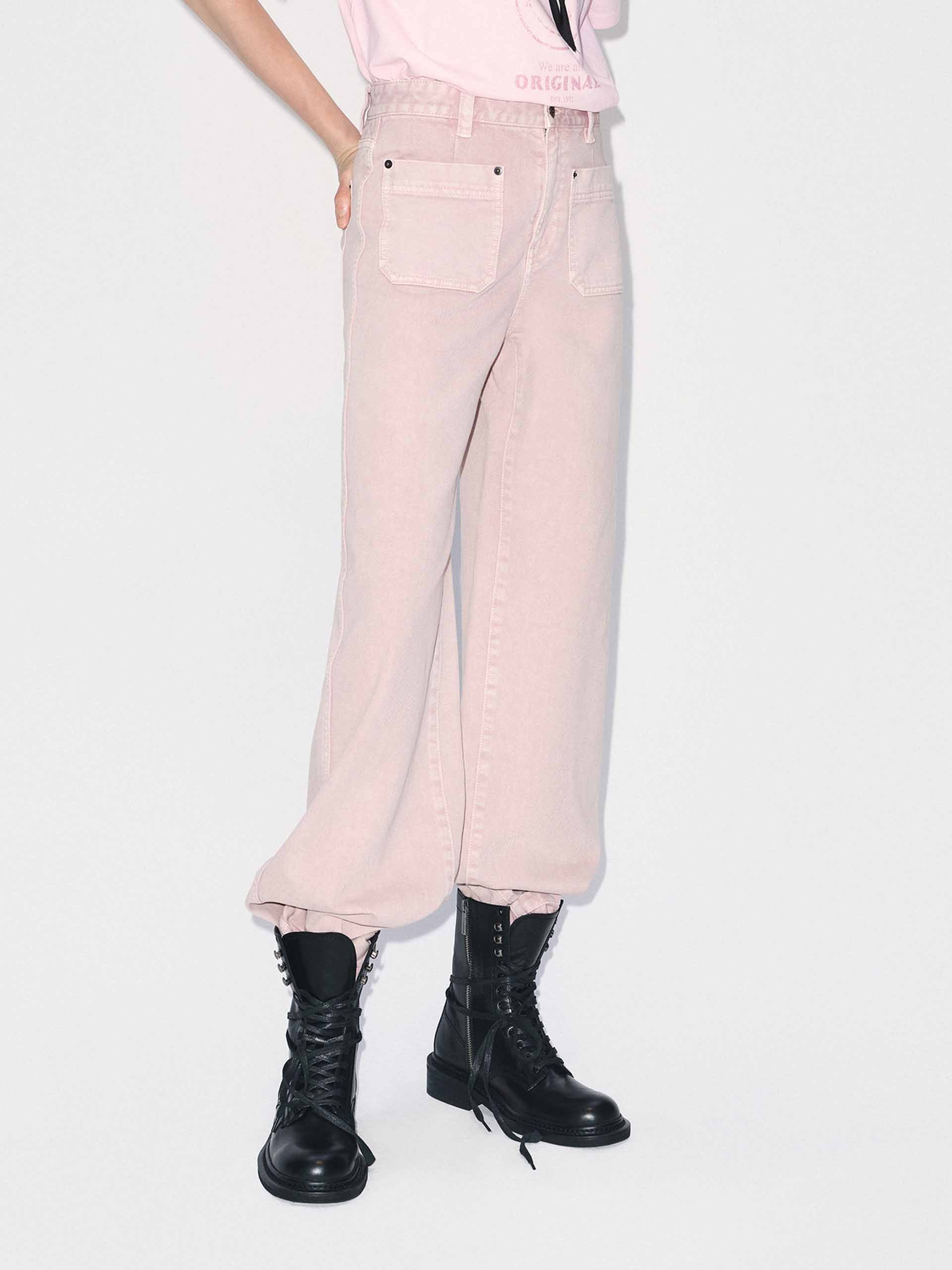 Front Patch Pockets Pink Jeans - Image 6