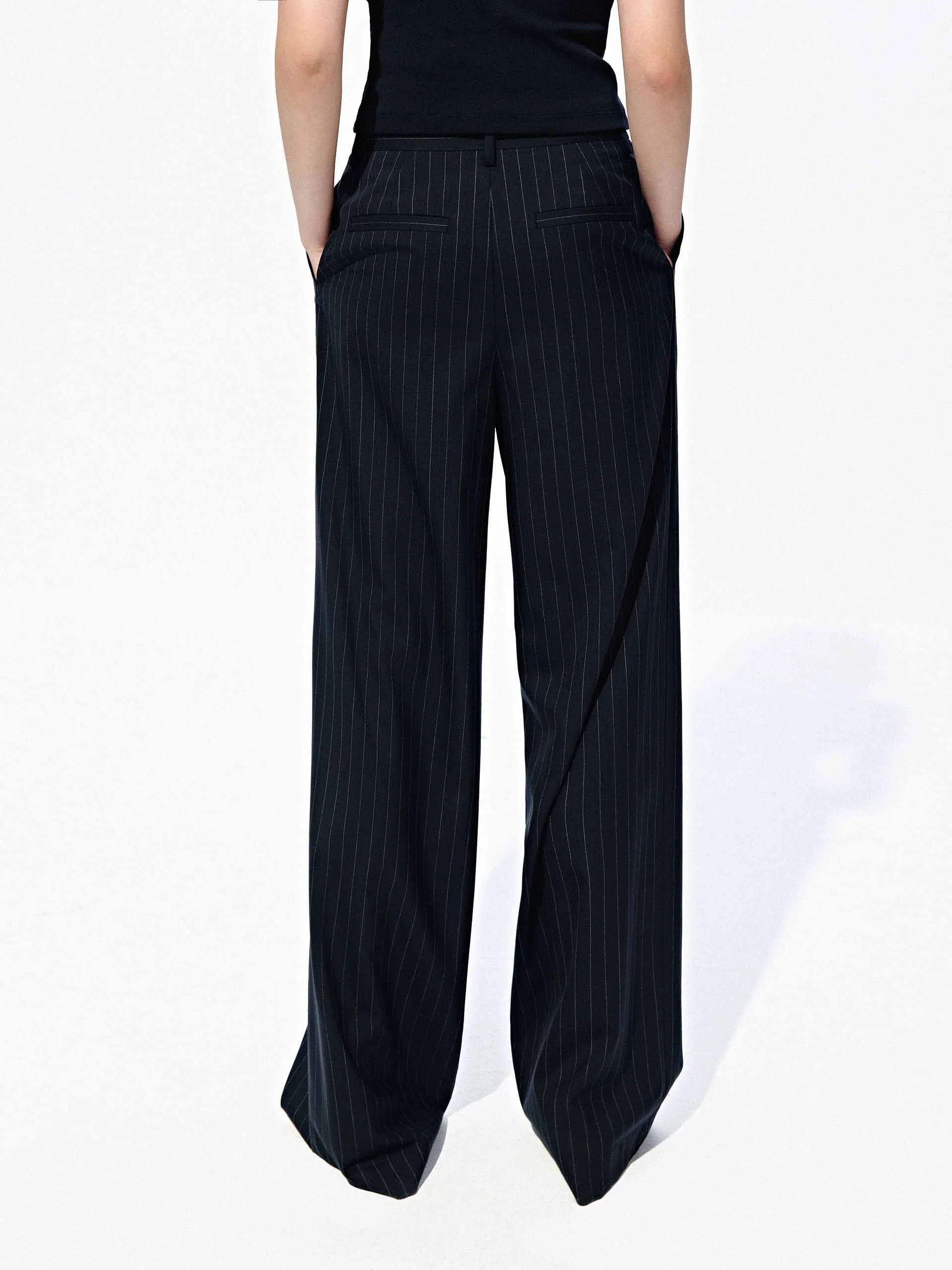 Front Pleated Pinstripe Pants - Image 3