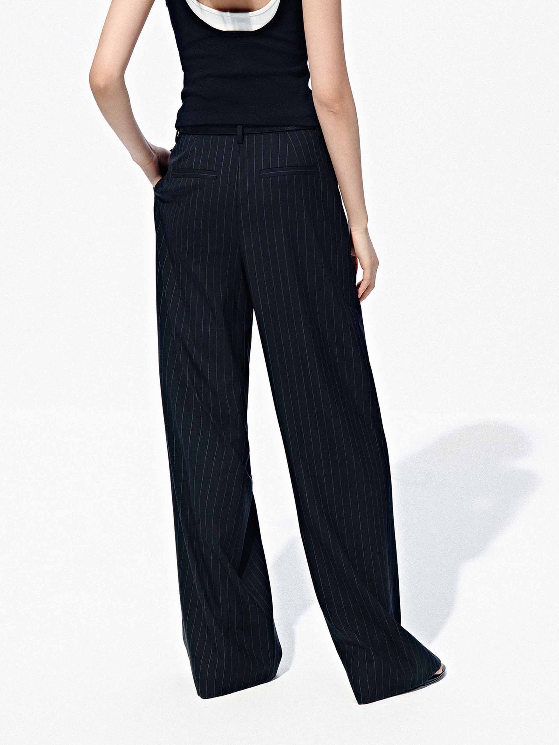 Front Pleated Pinstripe Pants - Image 8