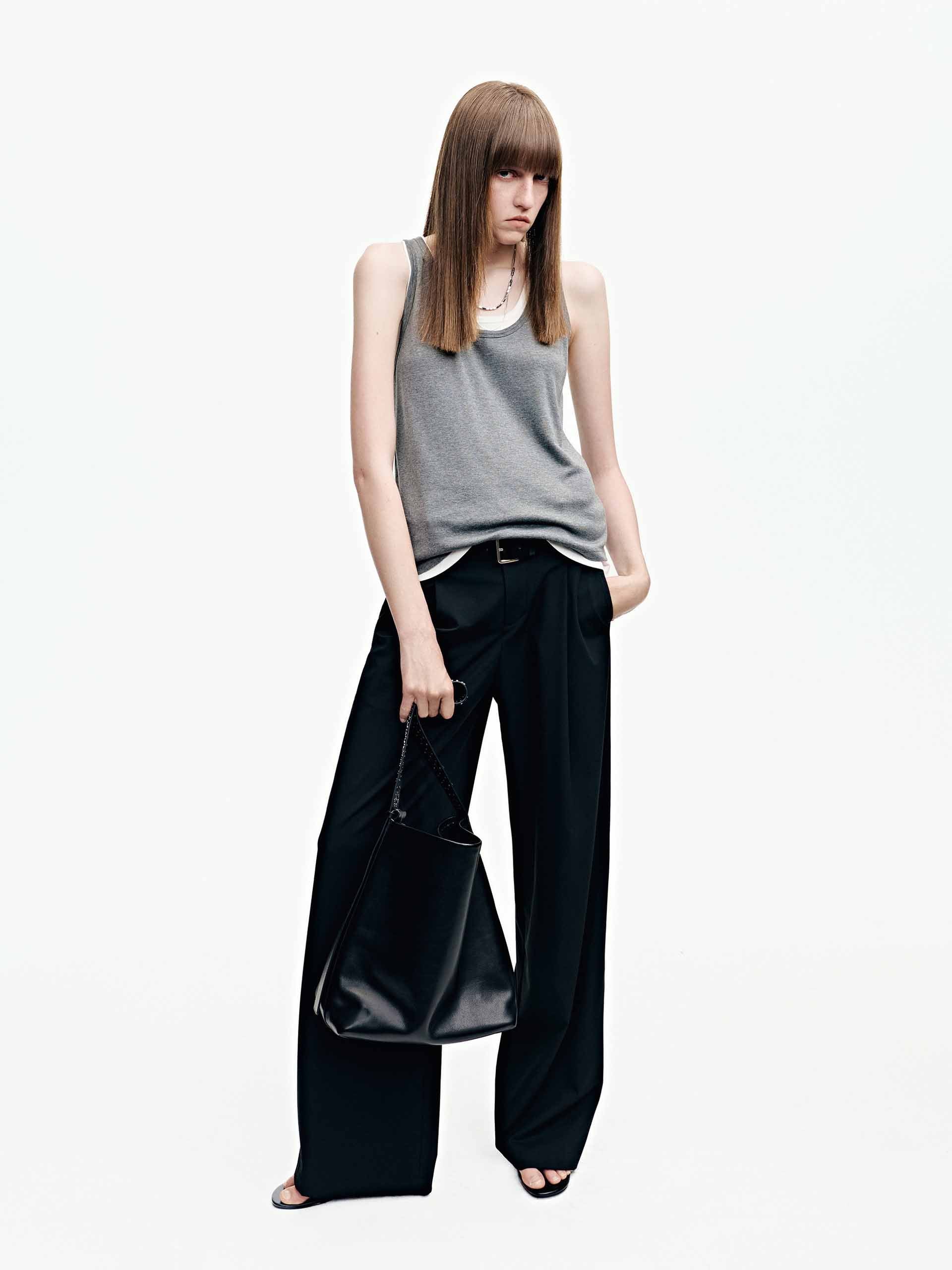 Front Pleated Straight Trousers - Image 2